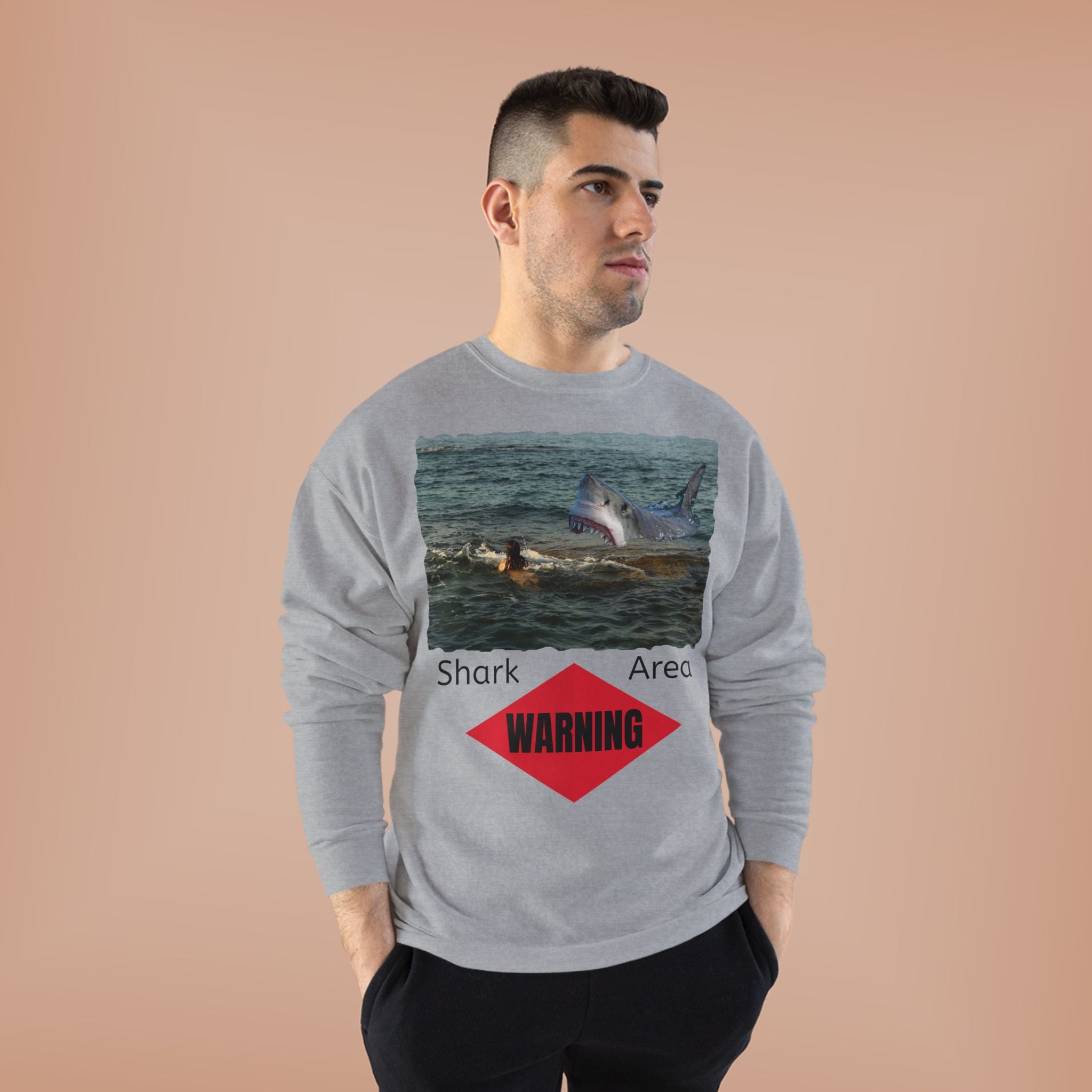 Shark Attack Warning Crewneck Sweatshirt
