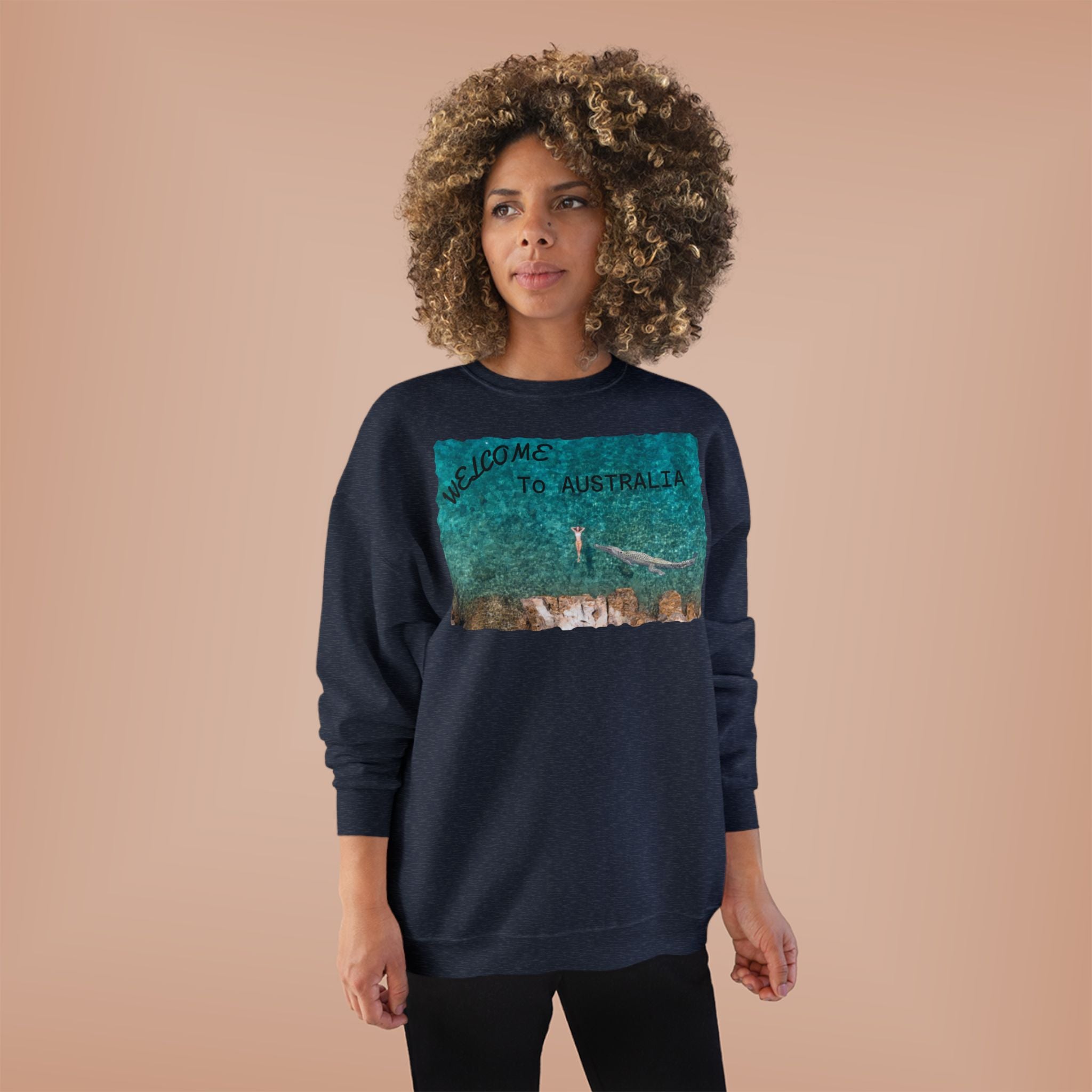 Welcome To Australia Crewneck Sweatshirt — Beach Aerial Photo Travel Sweater