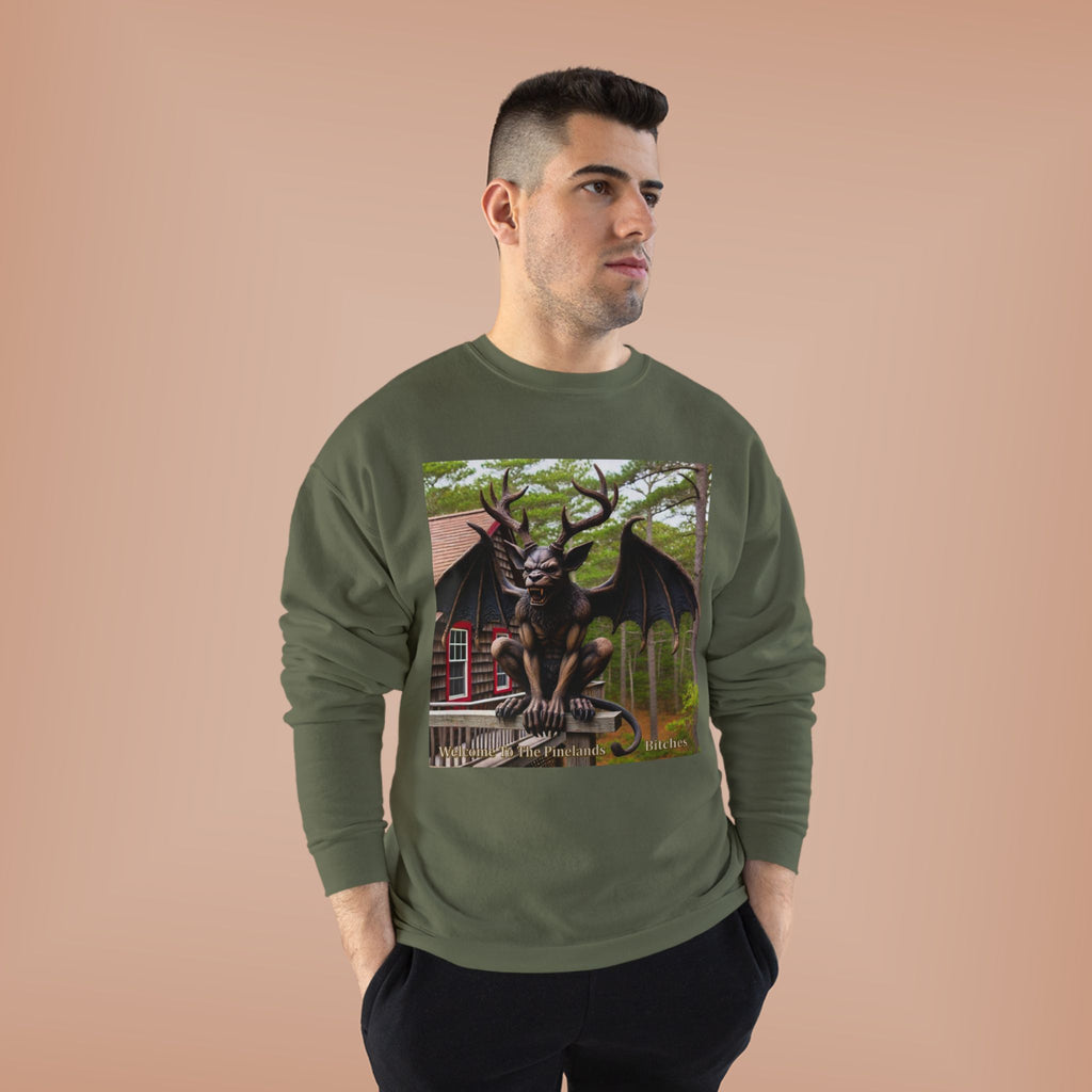 Gargoyle Garden Crewneck Sweatshirt — Gothic Statue Forest Design