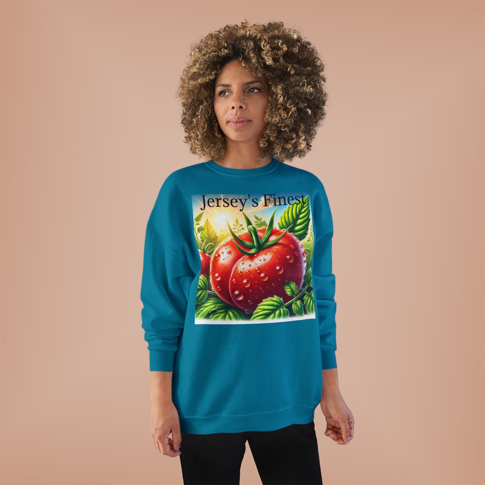 Tomato Crewneck Sweatshirt — "Jersey's Finest" Garden Produce Graphic