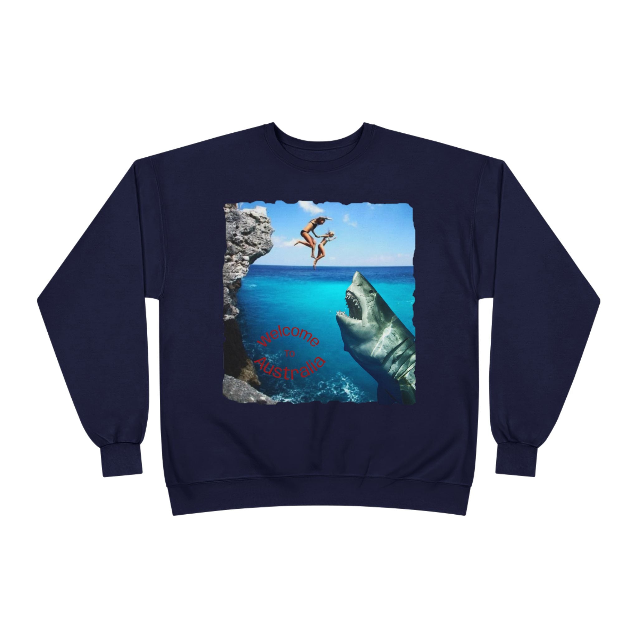 Crewneck Sweatshirt - Cliff Diver Shark Graphic