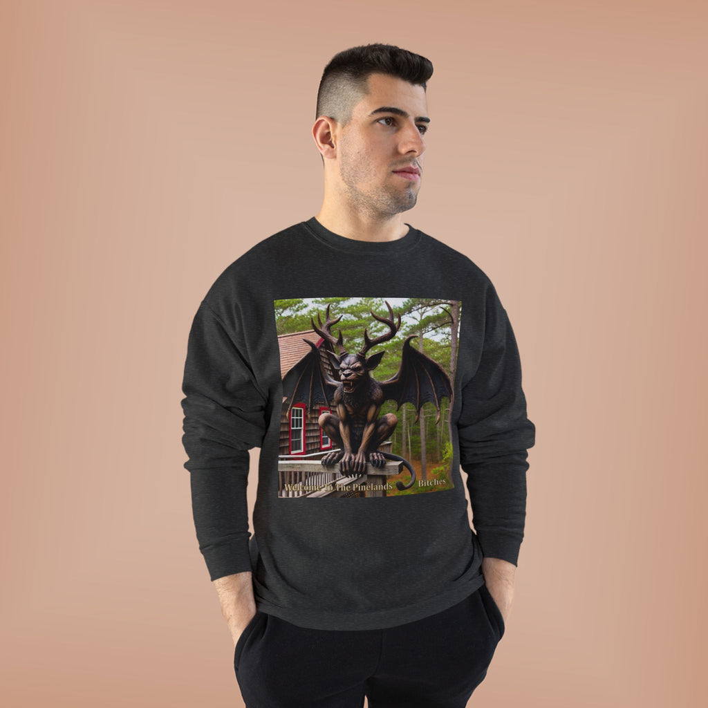 Gargoyle Garden Crewneck Sweatshirt — Gothic Statue Forest Design