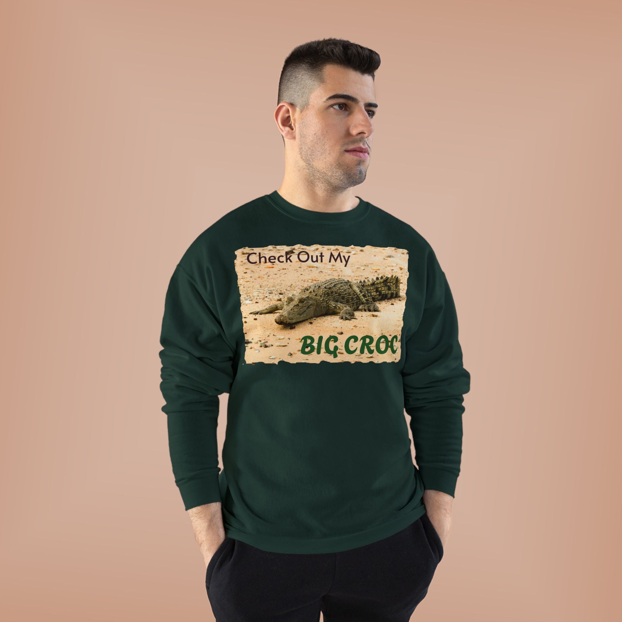 Crocodile Graphic Sweatshirt — "Check Out My Big Croc" Vintage Beach Vibe