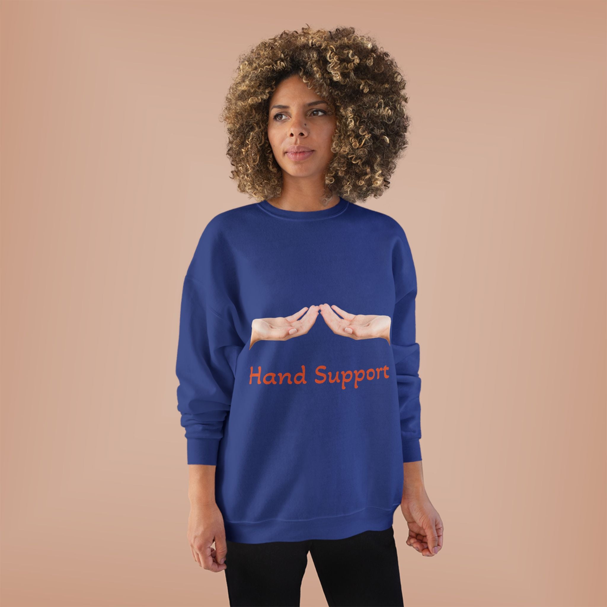 Hand Support Crewneck Sweatshirt — Comfort & Care Graphic
