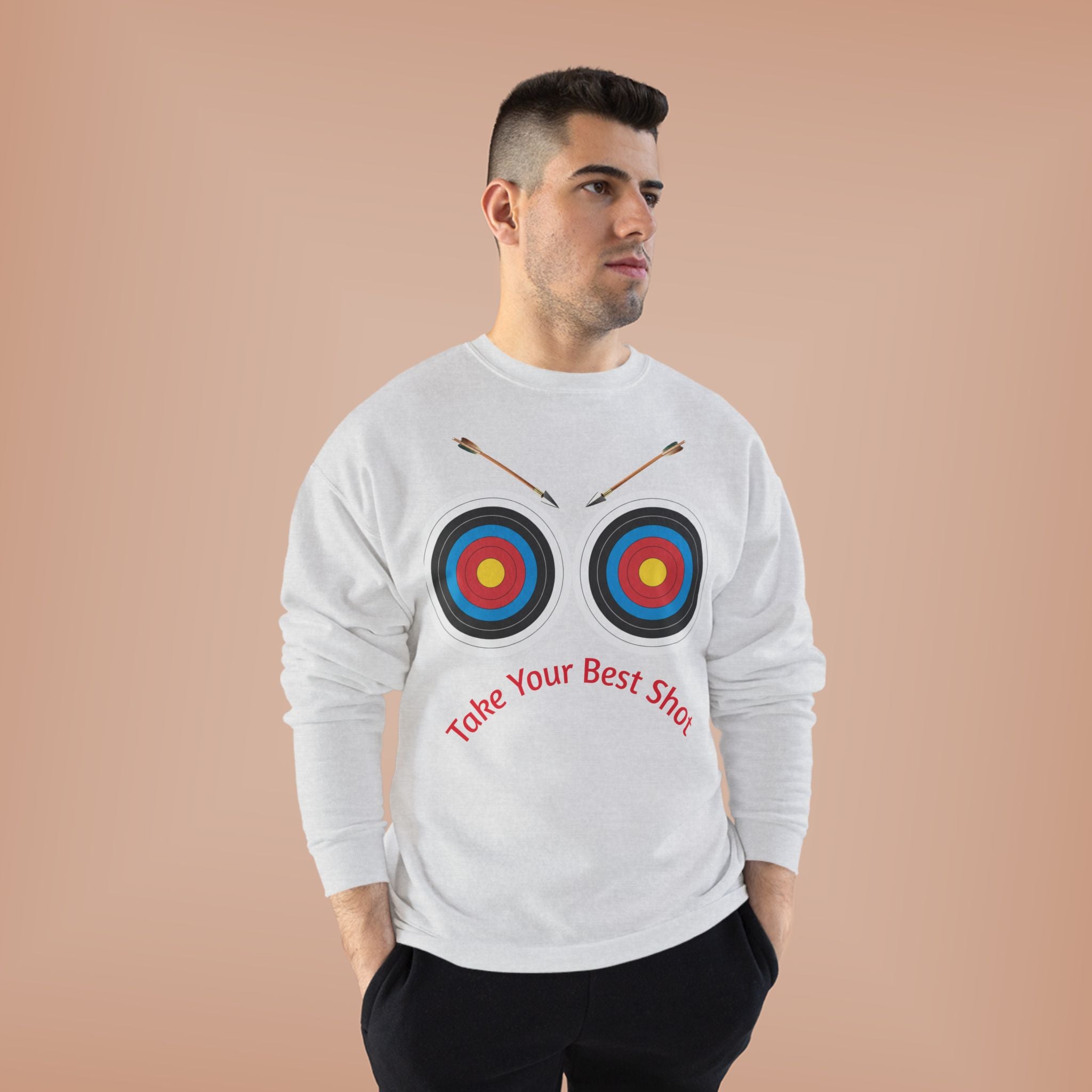 Take Your Best Shot Crewneck Sweatshirt — Archery Target Graphic