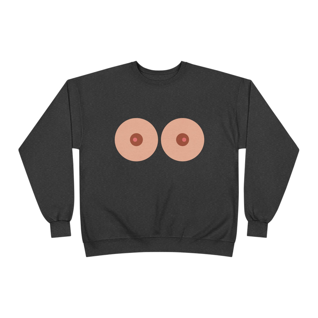 Nipple Graphic Crewneck Sweatshirt – Playful Boob Design, Breast Positivity Pullover