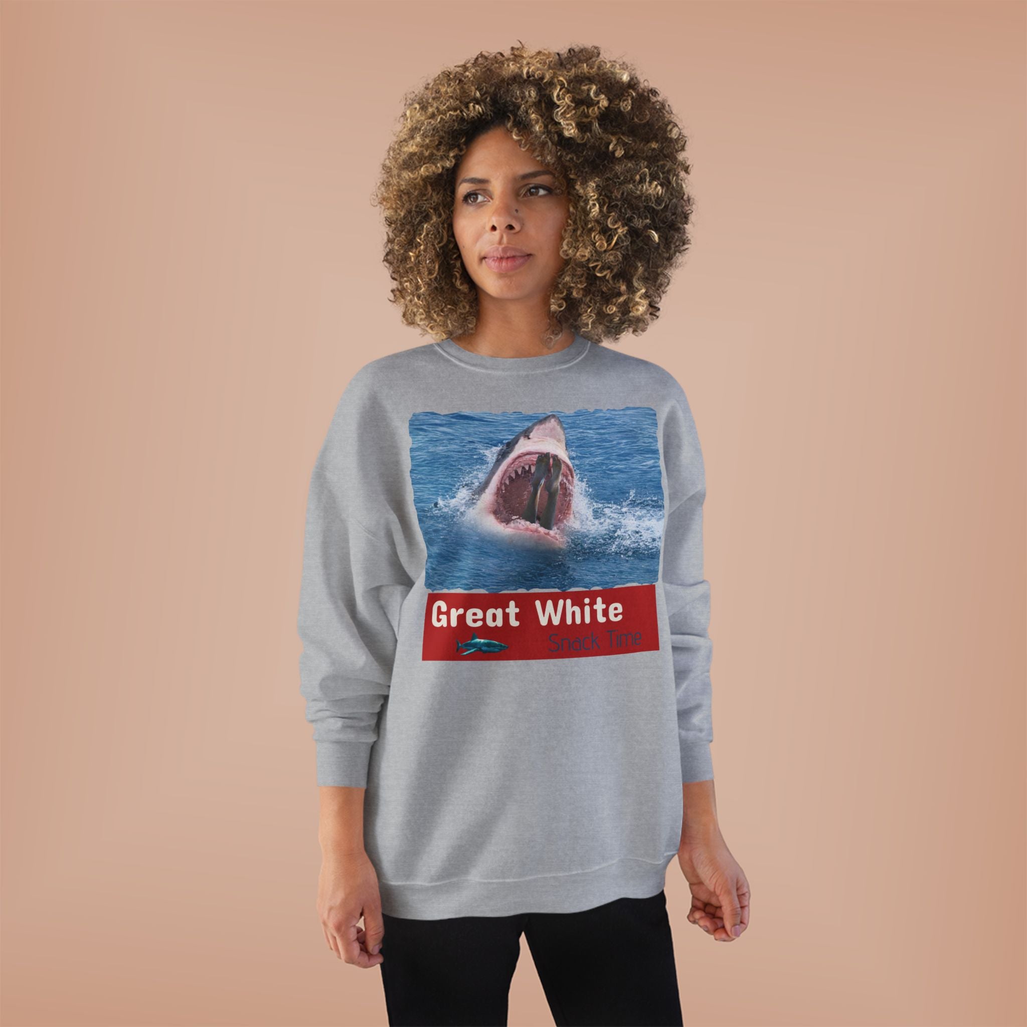 Great White Shark Crewneck Sweatshirt — Ocean Graphic Pullover