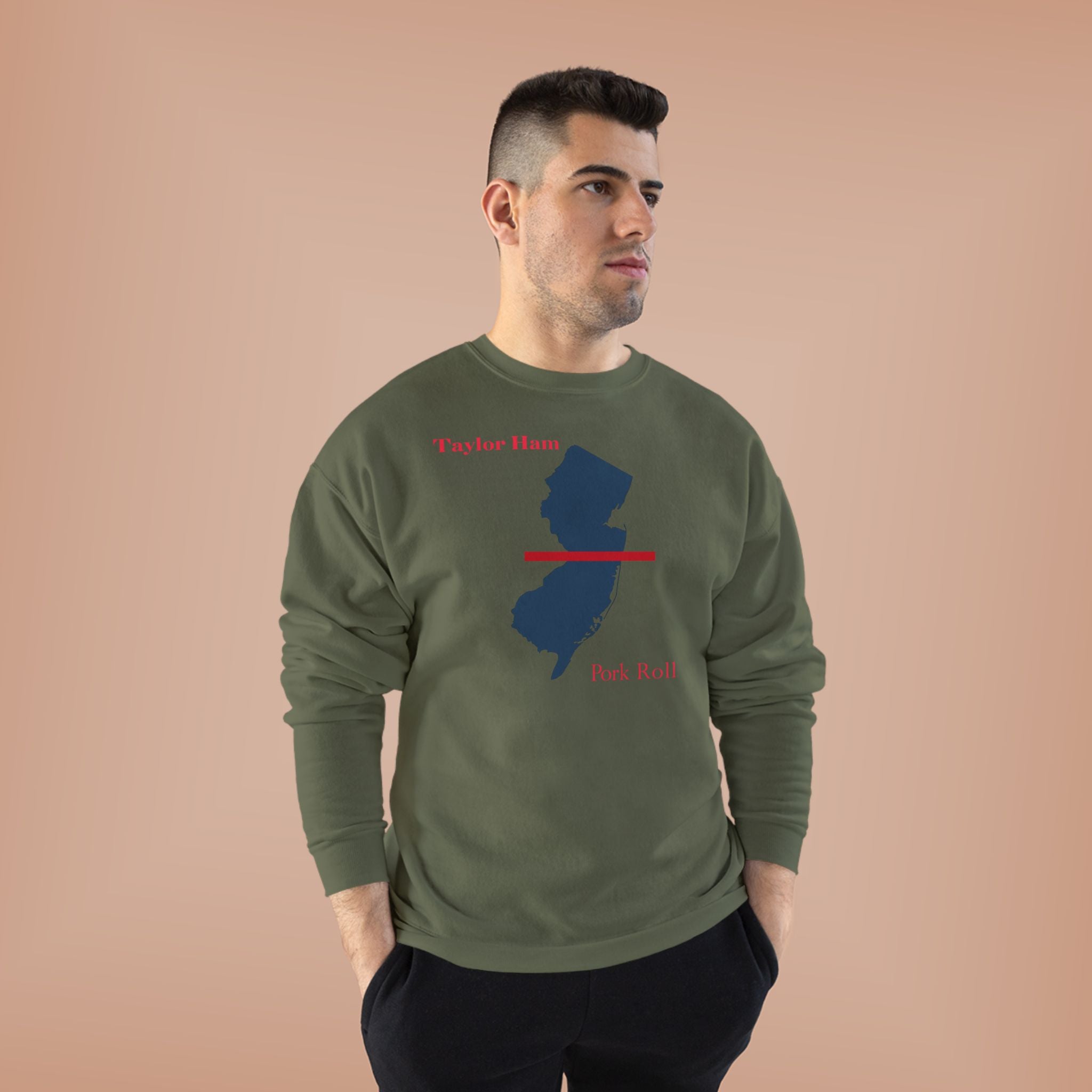 New Jersey State Crewneck Sweatshirt – Taylor Ham / Pork Roll Map Design