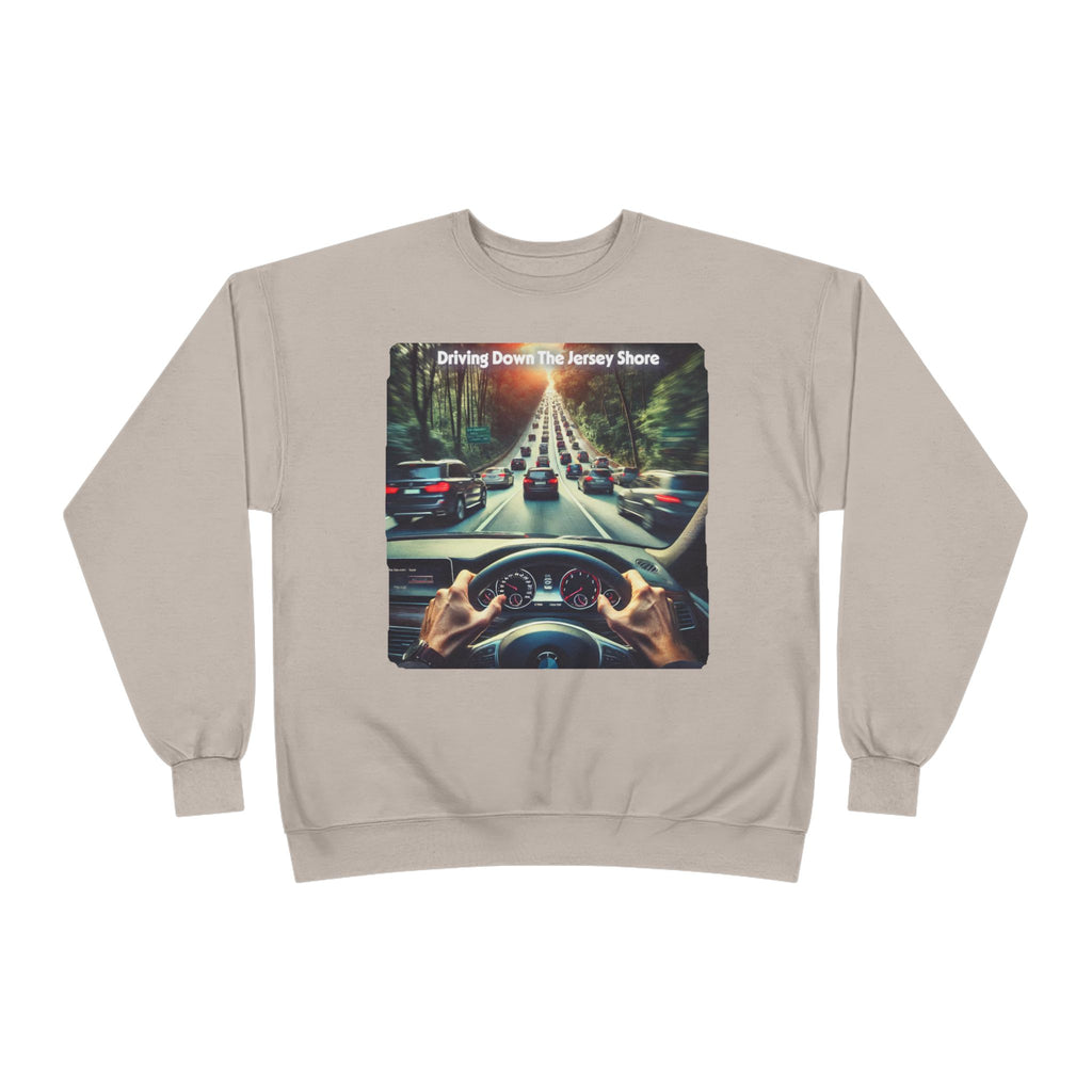 Crewneck Sweatshirt — "Driving Down The Jersey Shore" Scenic Road Trip Design