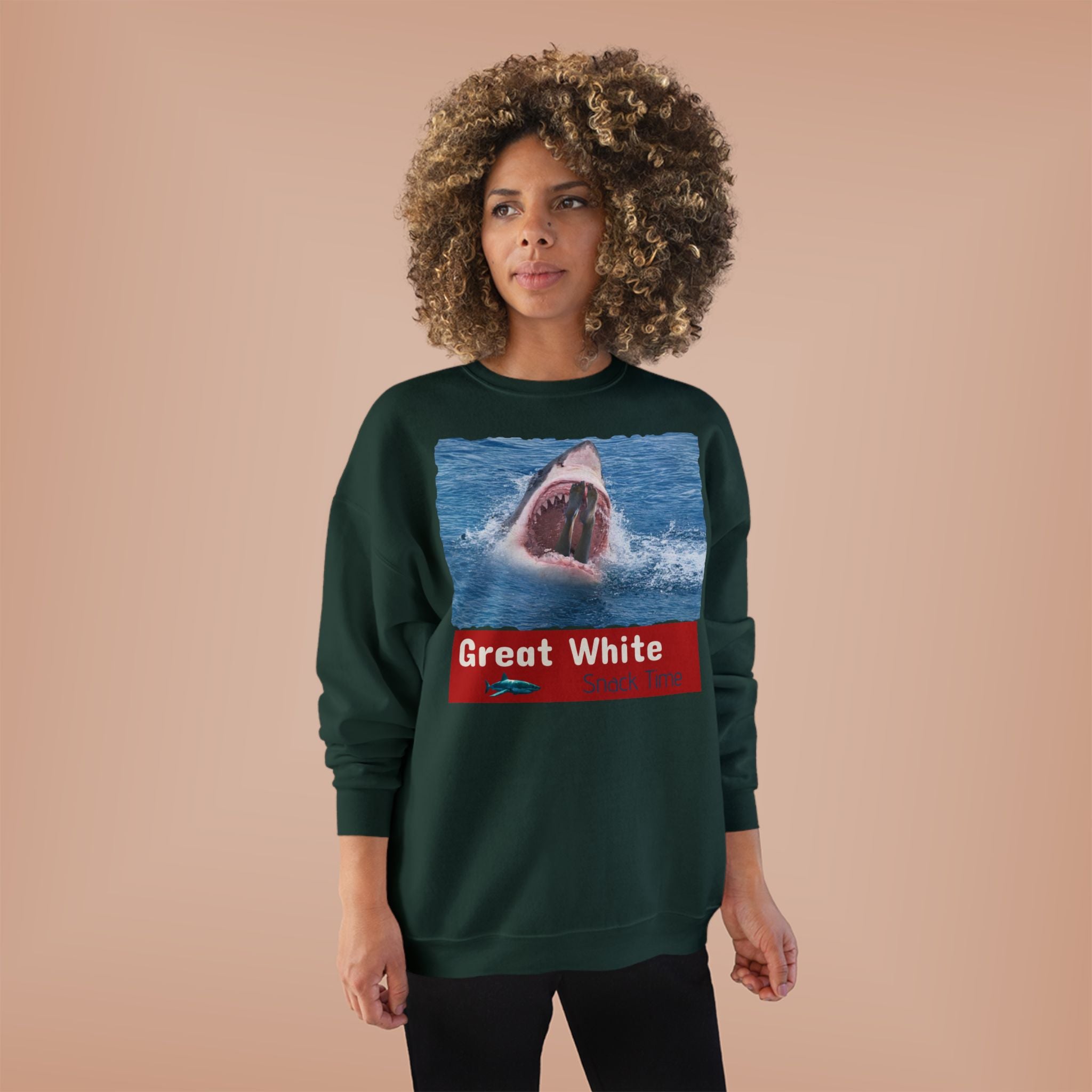 Great White Shark Crewneck Sweatshirt — Ocean Graphic Pullover