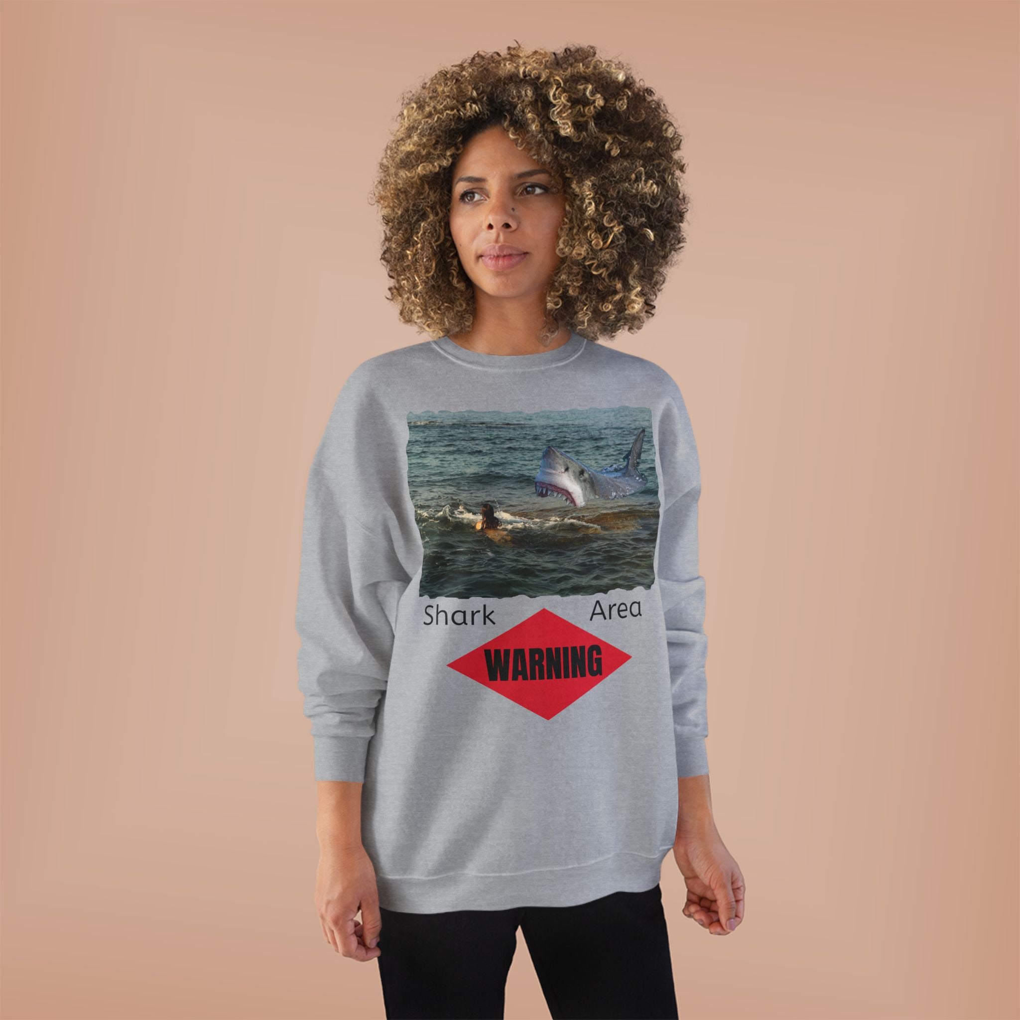 Shark Attack Warning Crewneck Sweatshirt