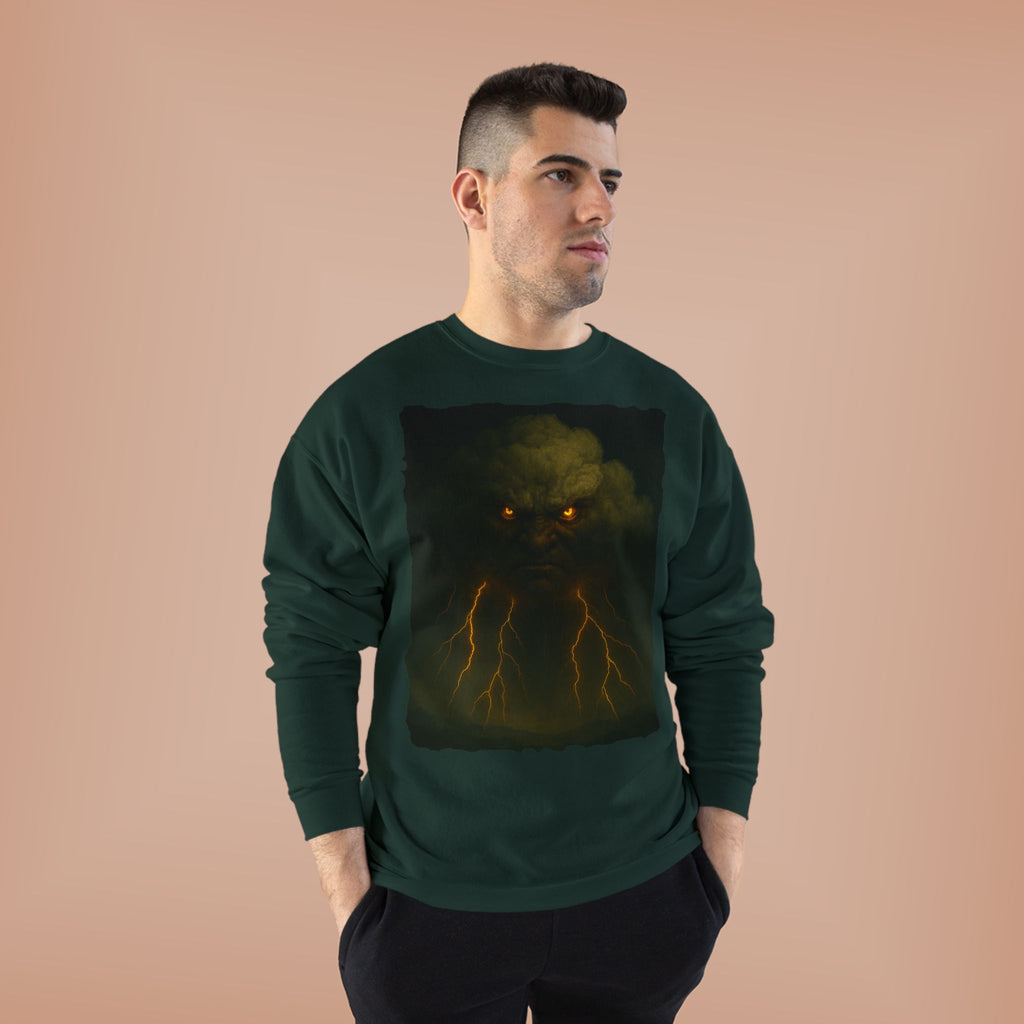 Storm Spirit Crewneck Sweatshirt — Lightning Cloud Monster Graphic