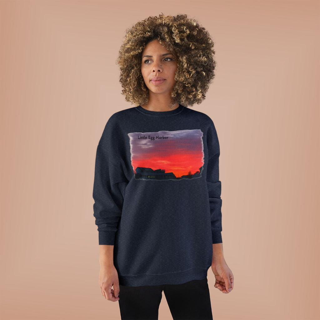 Sunset Horizon Crewneck Sweatshirt — 'Little Egg Harbor' Scenic Graphic