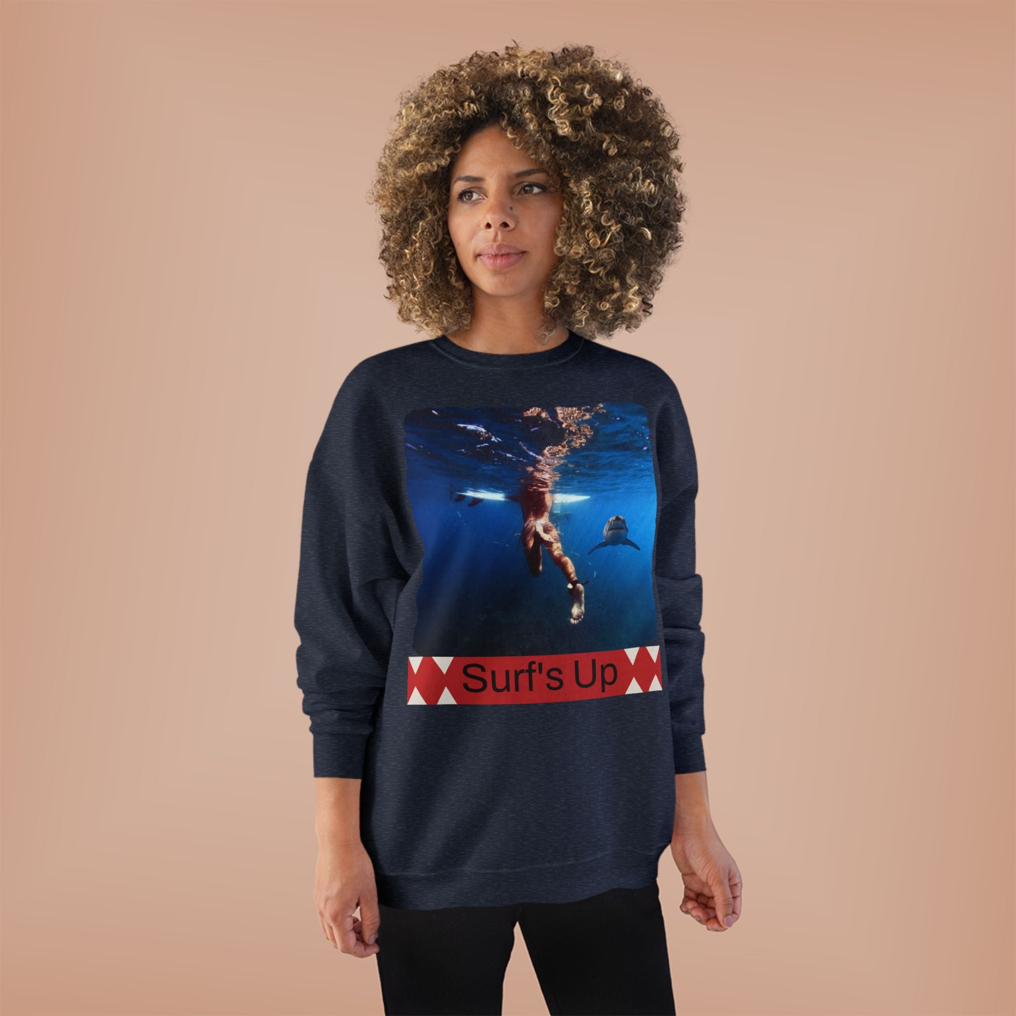 Crewneck Sweatshirt — 'Surf's Up' Underwater Surfer Graphic
