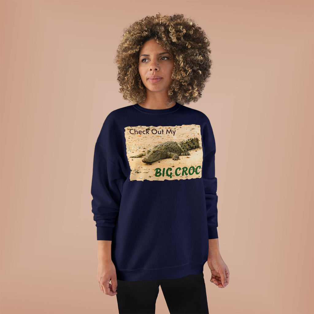 Crocodile Graphic Sweatshirt — "Check Out My Big Croc" Vintage Beach Vibe
