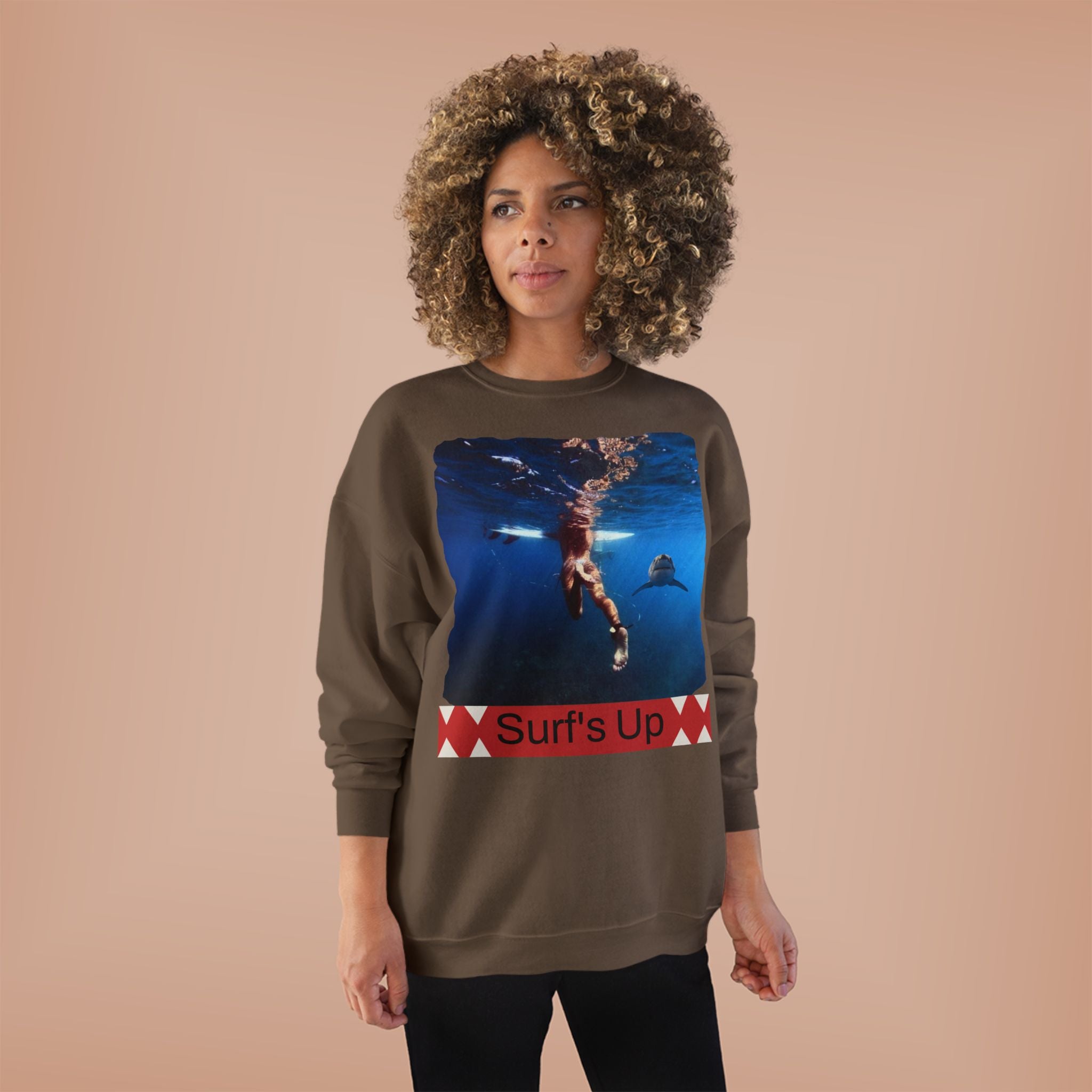 Crewneck Sweatshirt — 'Surf's Up' Underwater Surfer Graphic