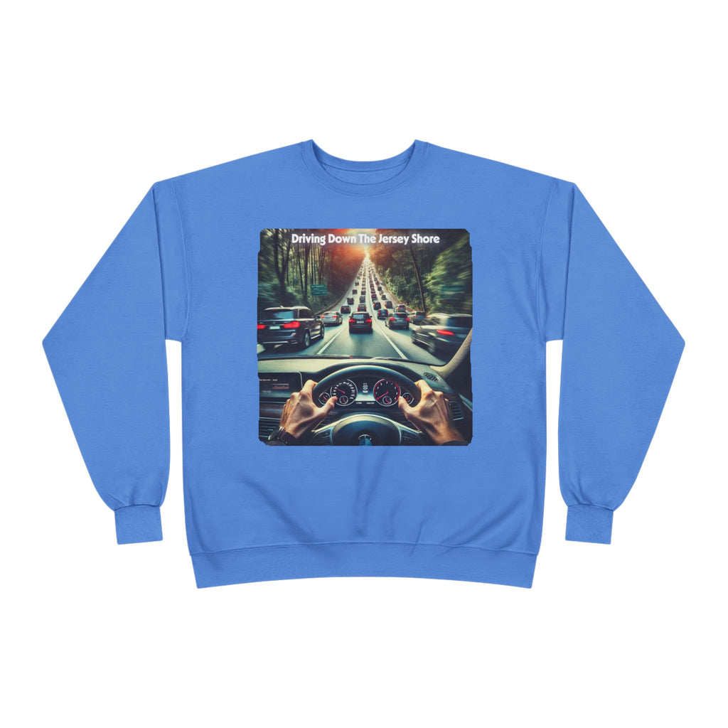 Crewneck Sweatshirt — "Driving Down The Jersey Shore" Scenic Road Trip Design