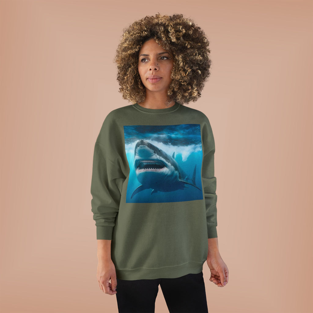 Great White Shark Graphic Sweatshirt — Ocean Predator Crewneck