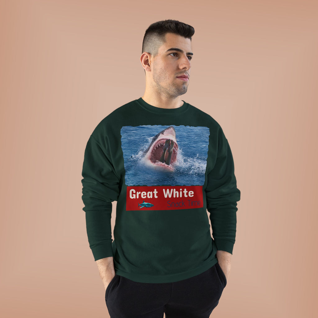 Great White Shark Crewneck Sweatshirt — Ocean Graphic Pullover