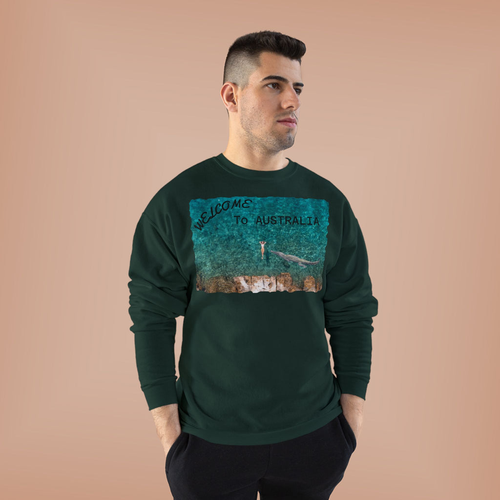 Welcome To Australia Crewneck Sweatshirt — Beach Aerial Photo Travel Sweater