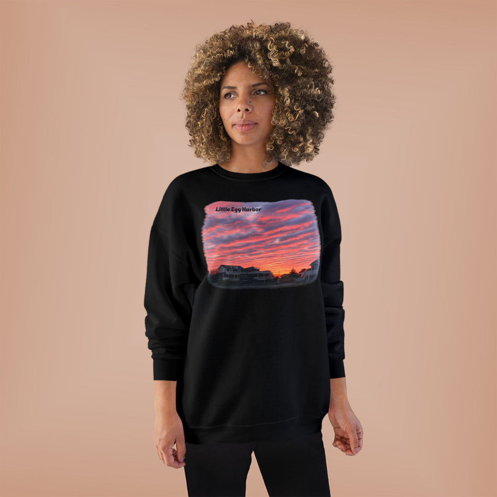 Sunset Landscape Crewneck Sweatshirt – "Little Bay Harbor" Scenic Graphic