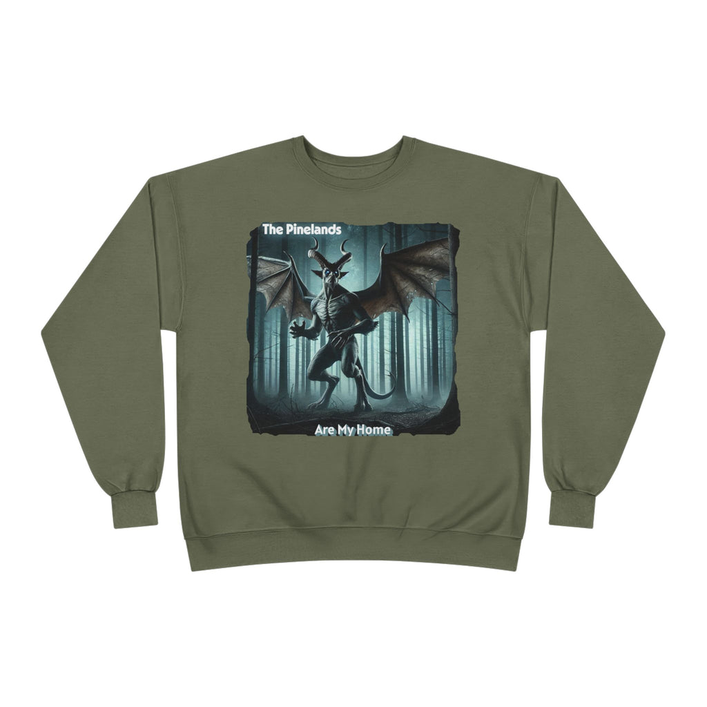 Pine Lands Dragon Crewneck Sweatshirt — "The Pinelands Are My Home" Forest Fantasy Pullover