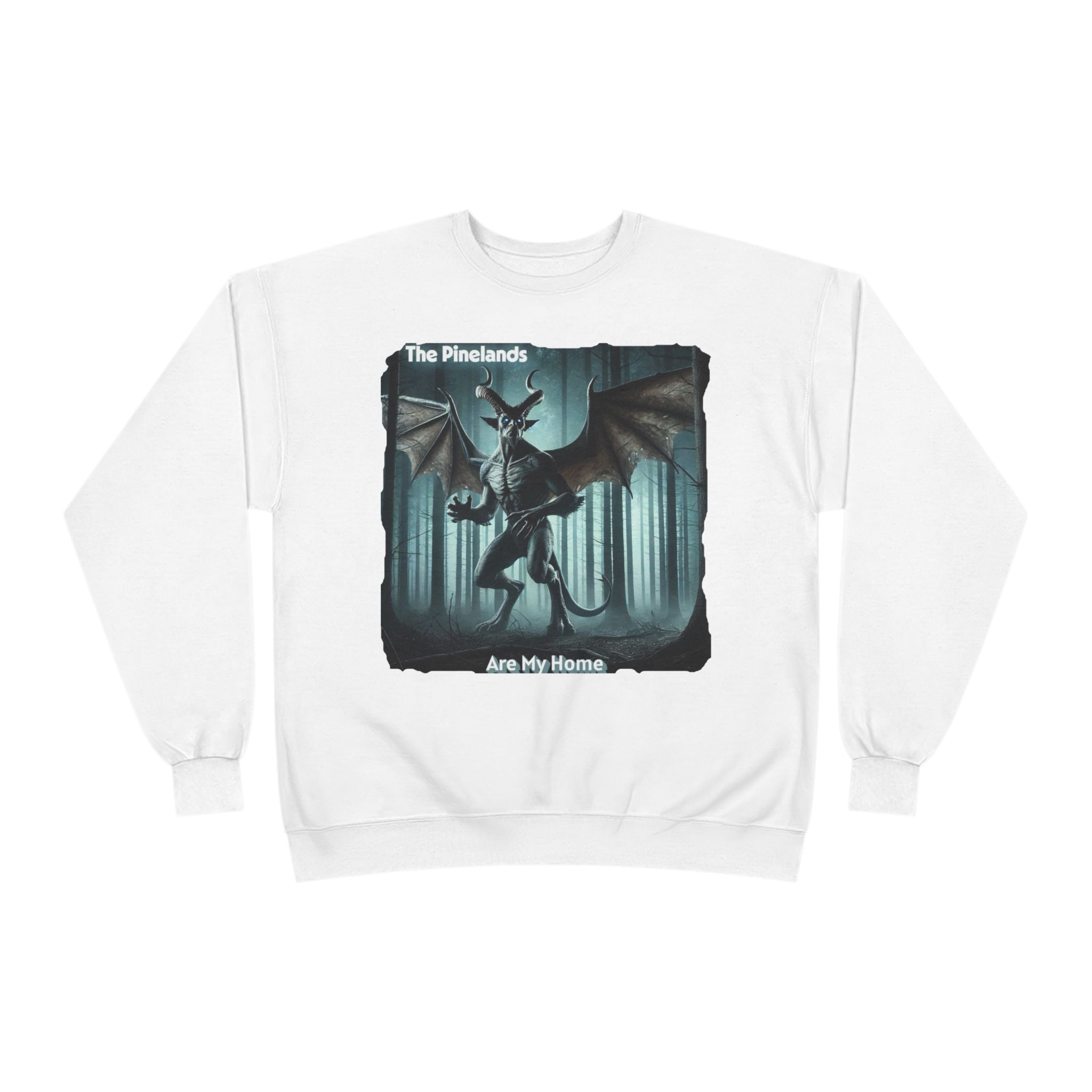 Pine Lands Dragon Crewneck Sweatshirt — "The Pinelands Are My Home" Forest Fantasy Pullover