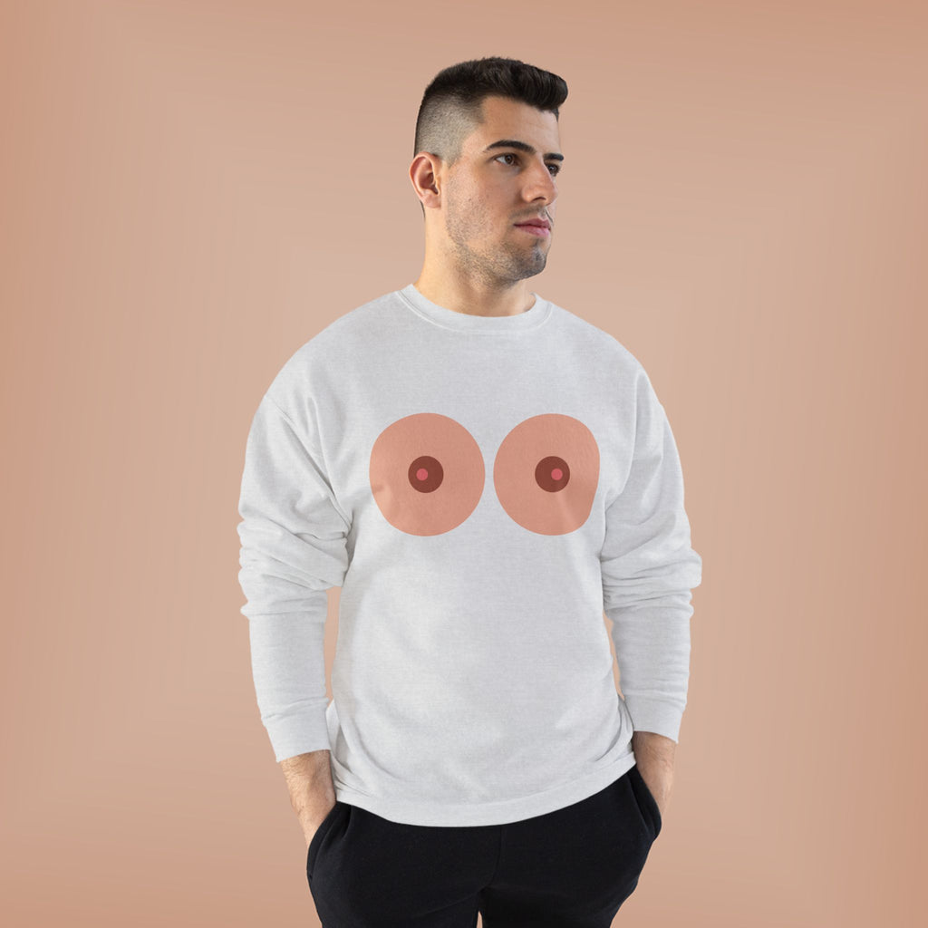 Nipple Graphic Crewneck Sweatshirt – Playful Boob Design, Breast Positivity Pullover