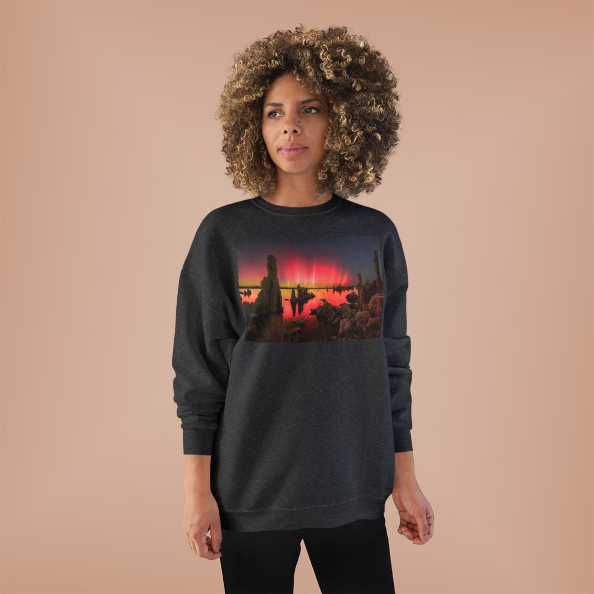 Crewneck Sweatshirt — Neon Desert Nightscape Graphic