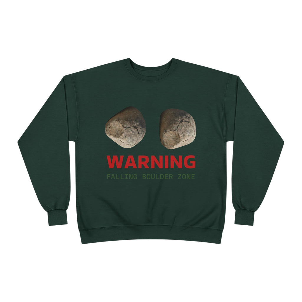 Warning Falling Boulder Zone Crewneck Sweatshirt