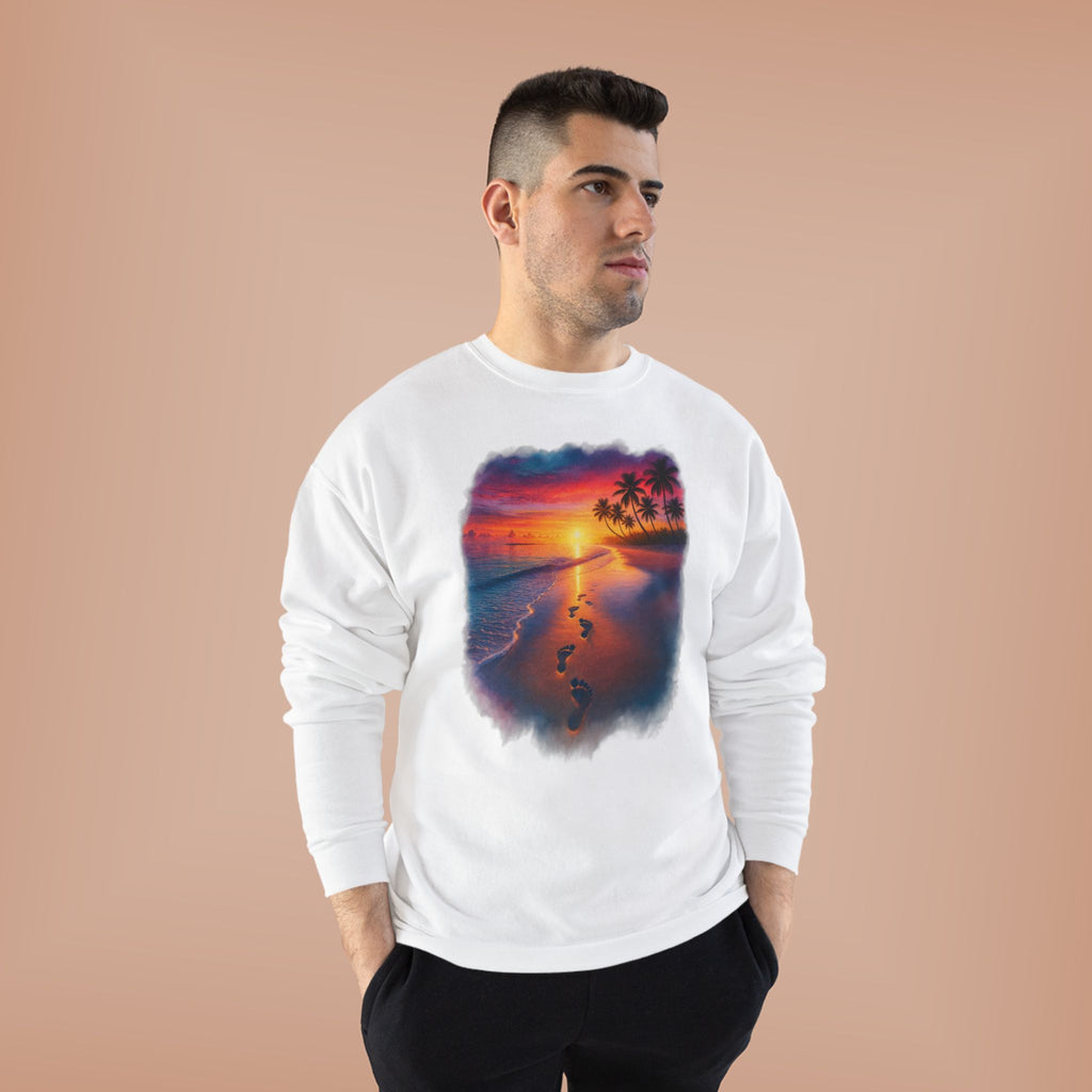 Sunset Beach Crewneck Sweatshirt — Tropical Footprints Graphic