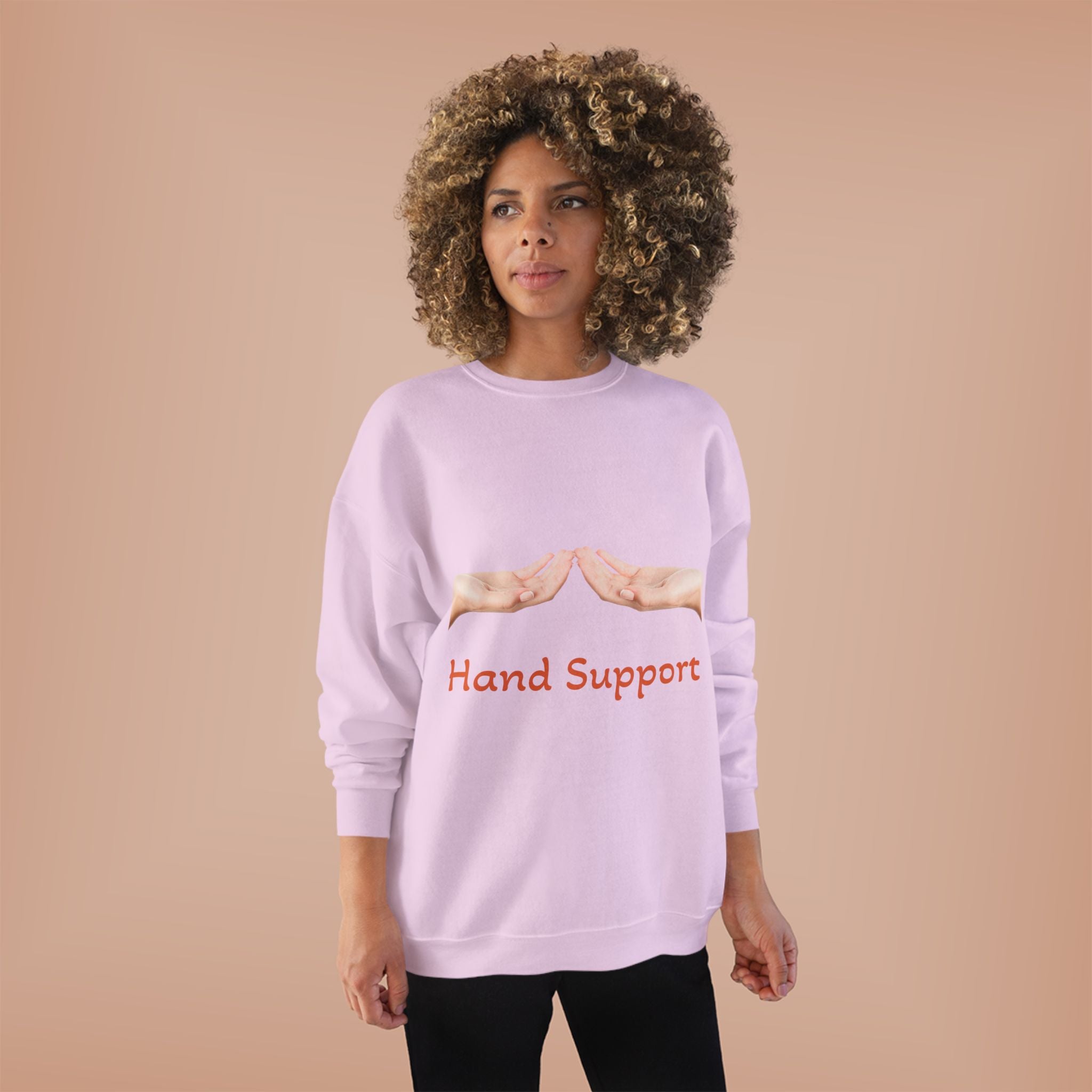 Hand Support Crewneck Sweatshirt — Comfort & Care Graphic