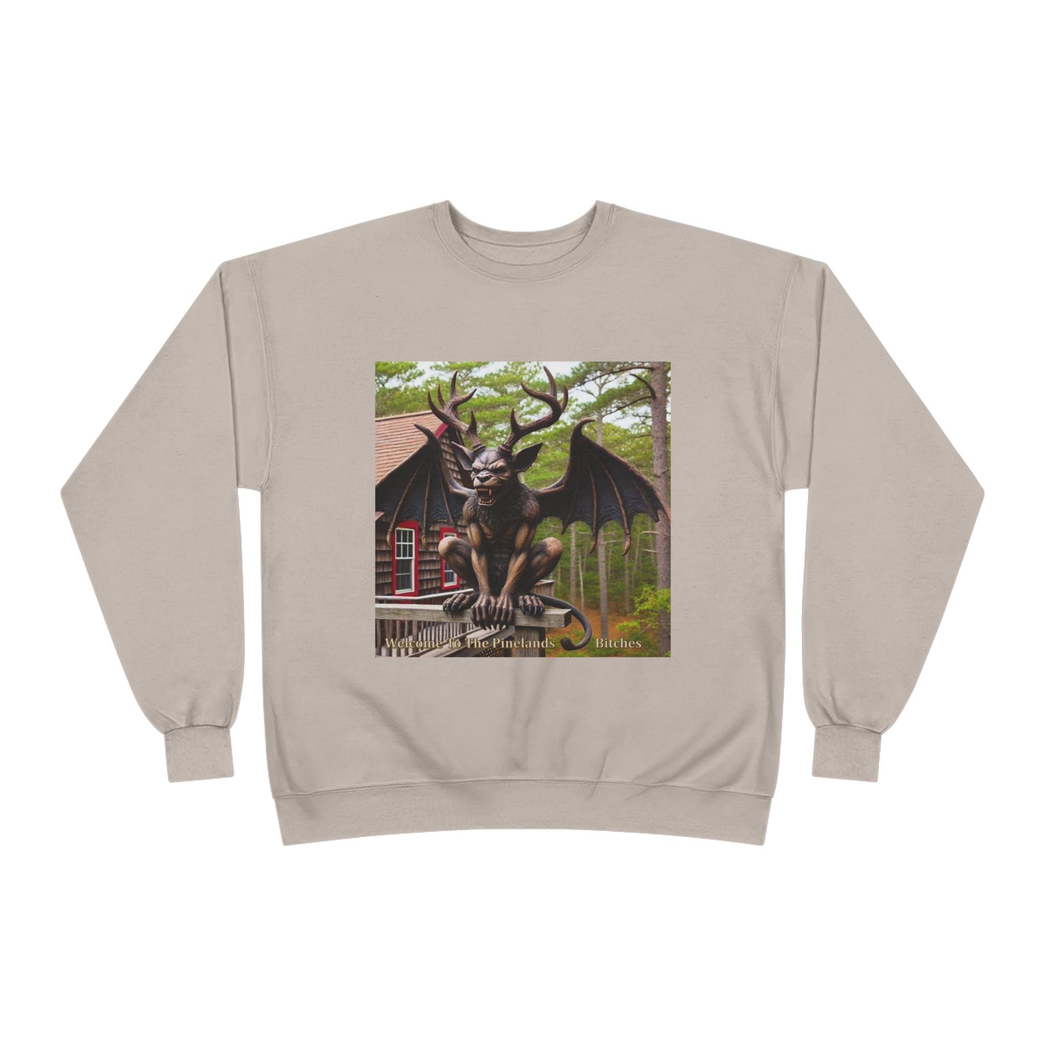 Gargoyle Garden Crewneck Sweatshirt — Gothic Statue Forest Design