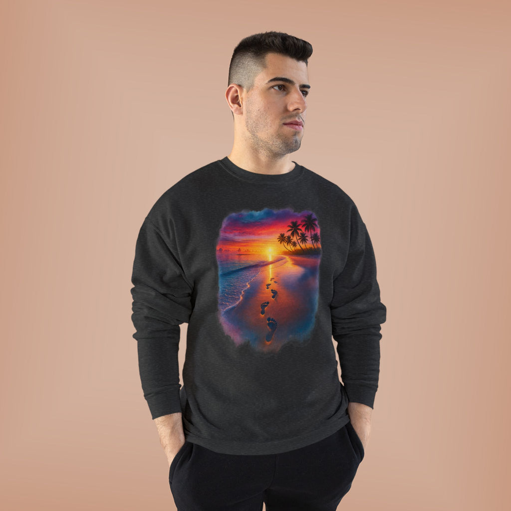 Sunset Beach Crewneck Sweatshirt — Tropical Footprints Graphic