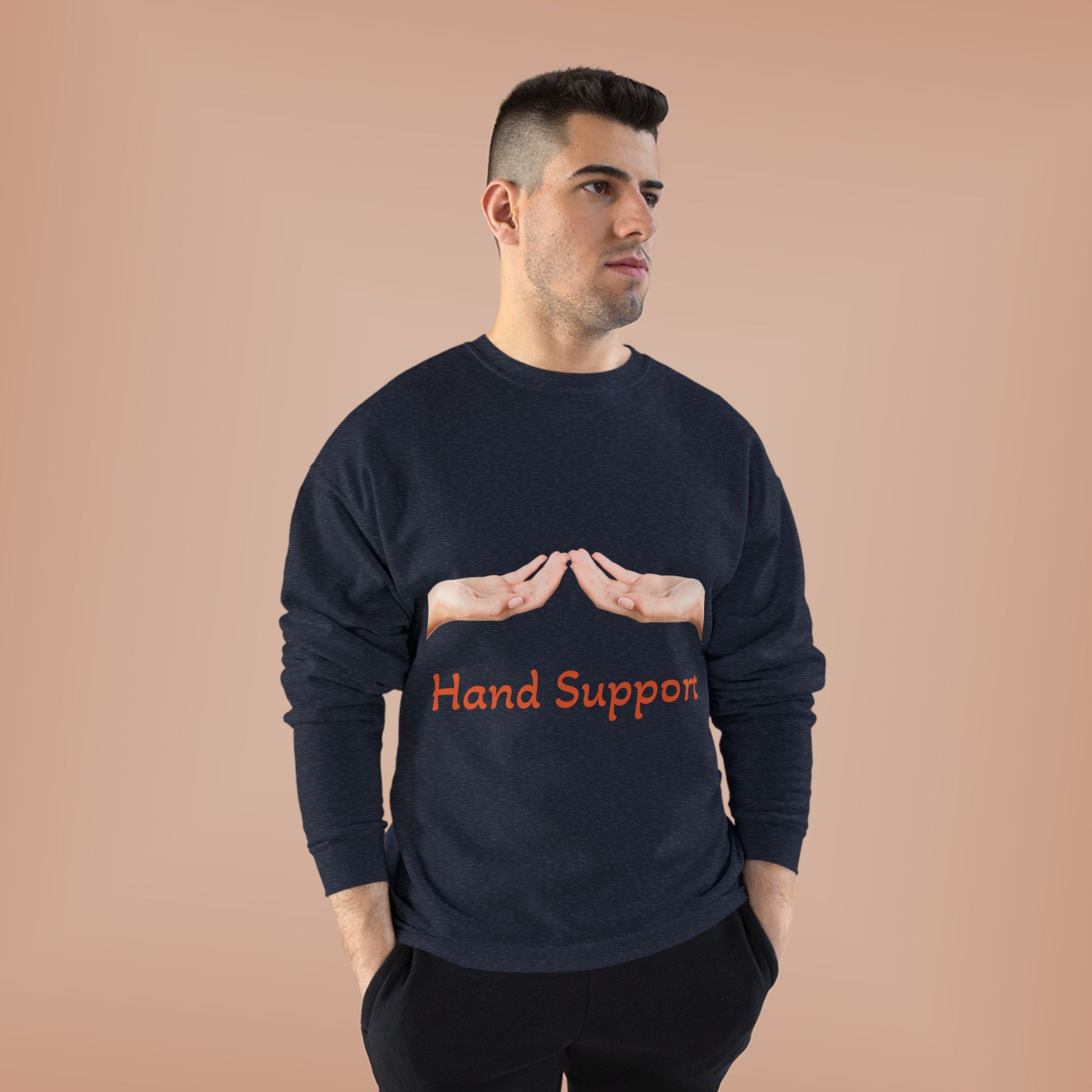 Hand Support Crewneck Sweatshirt — Comfort & Care Graphic