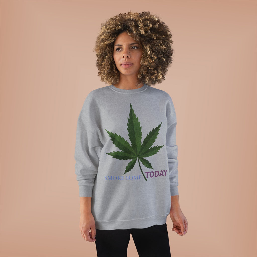 Cannabis Leaf Crewneck Sweatshirt — "Smoke Smart Today"