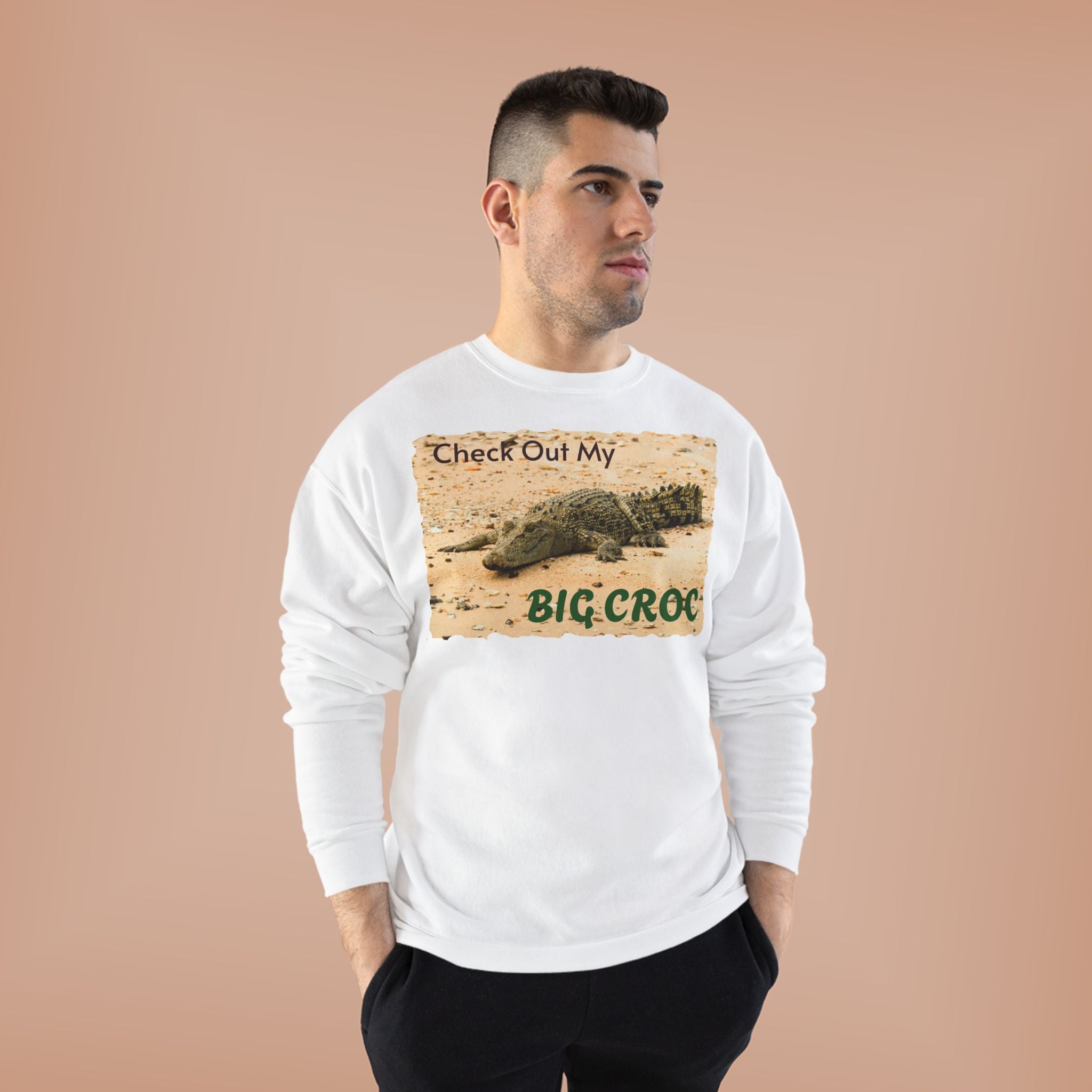 Crocodile Graphic Sweatshirt — "Check Out My Big Croc" Vintage Beach Vibe