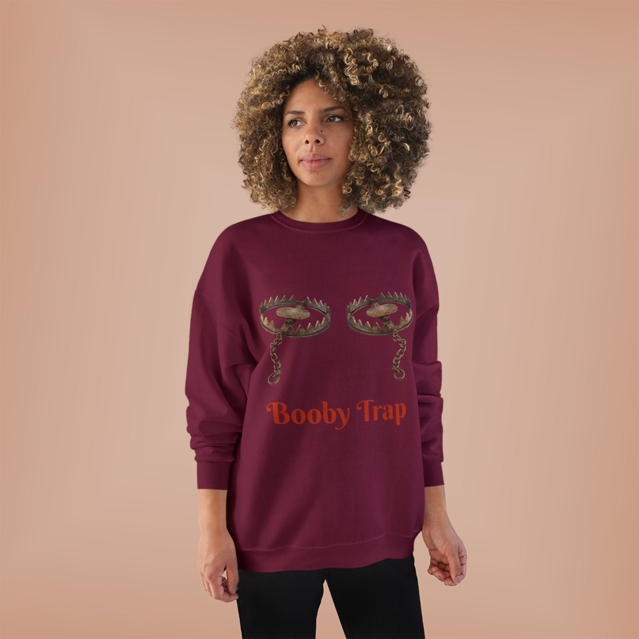 Booby Trap Sweatshirt — Funny Vintage Trap Illustration Humor Pullover