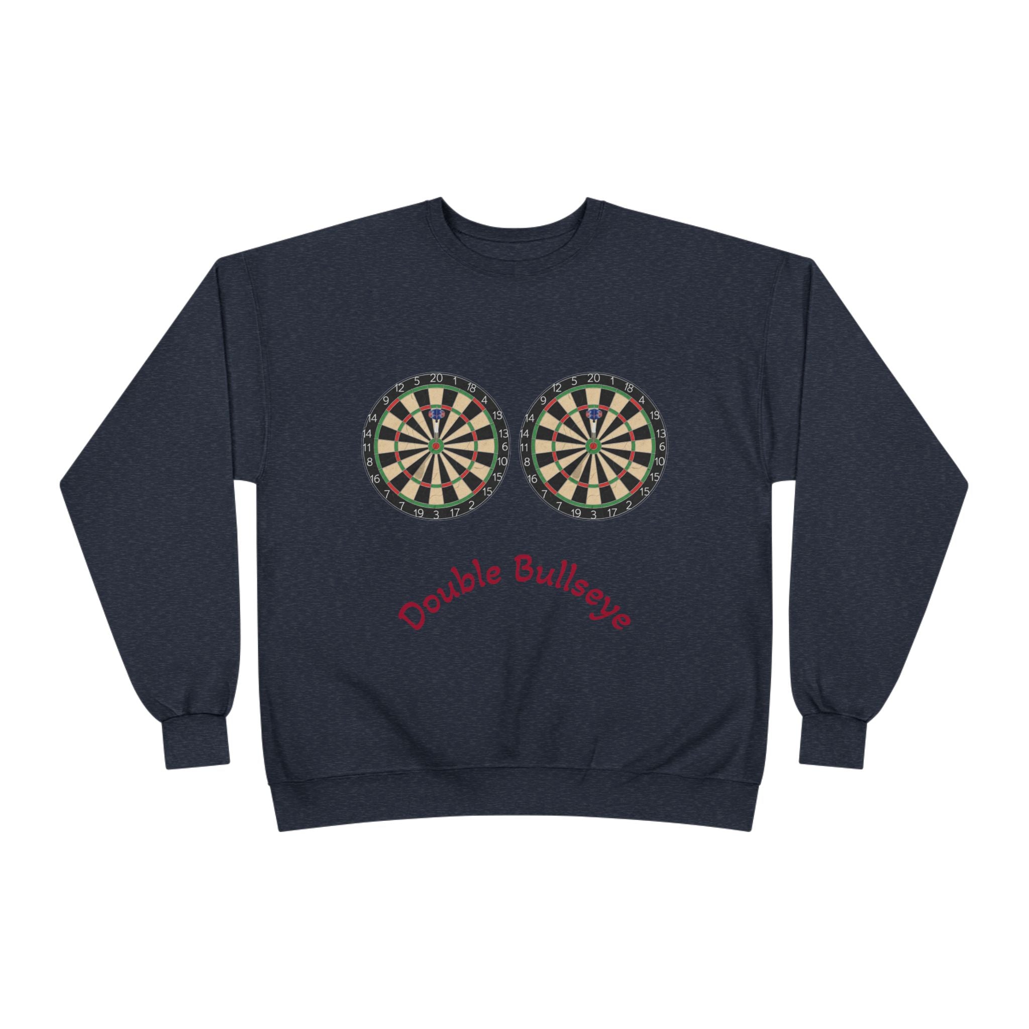 Double Bullseye Crewneck Sweatshirt — Darts Humor Graphic