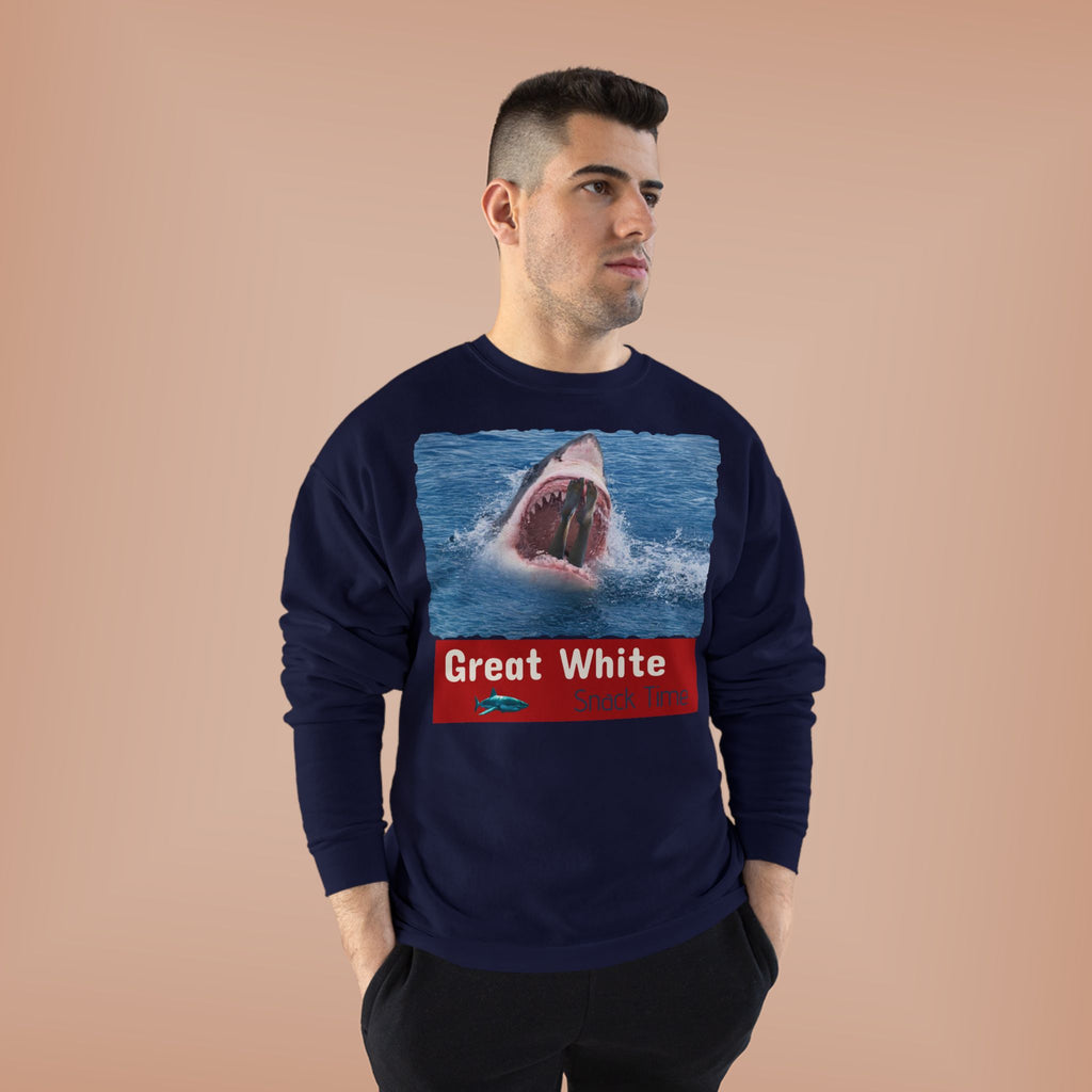 Great White Shark Crewneck Sweatshirt — Ocean Graphic Pullover
