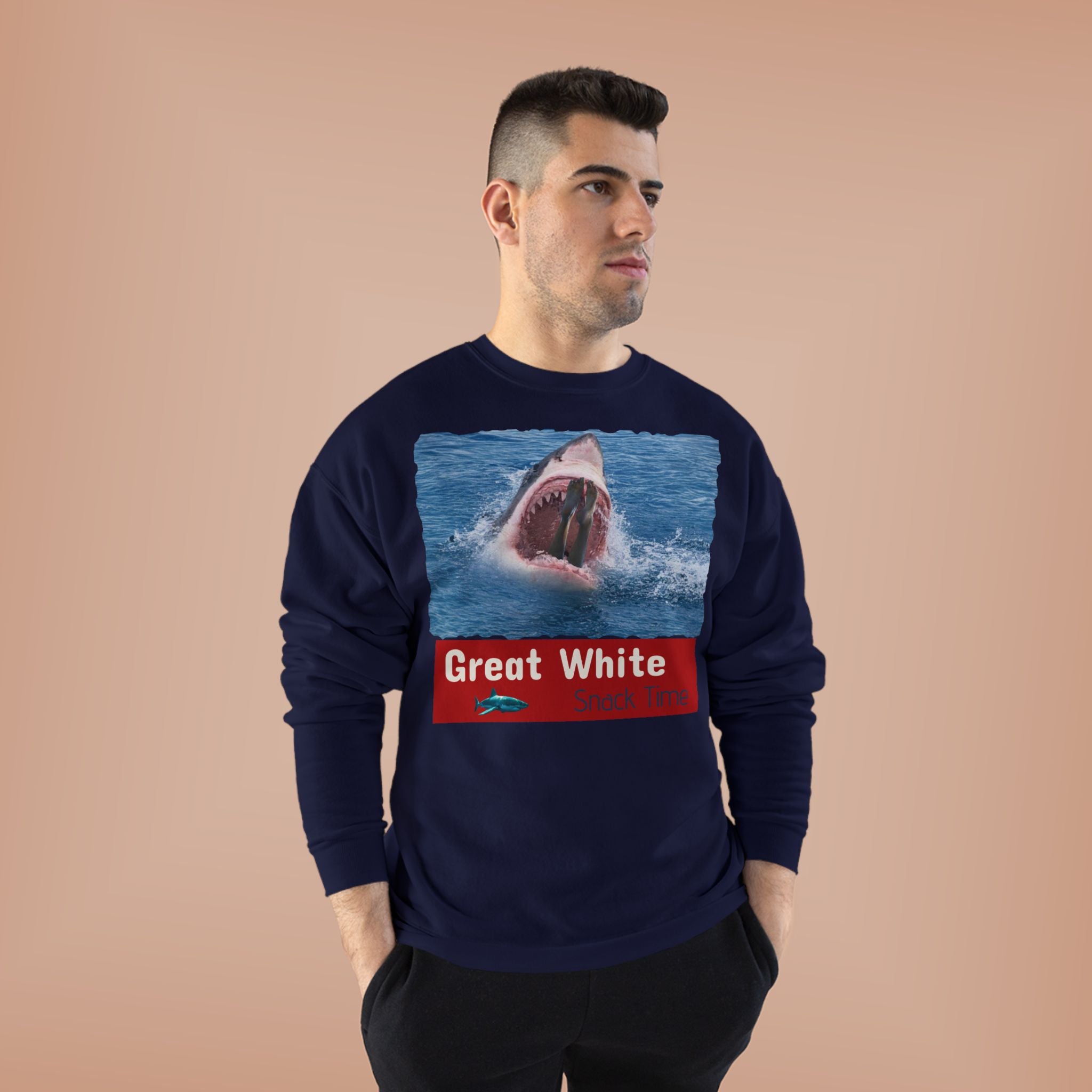 Great White Shark Crewneck Sweatshirt — Ocean Graphic Pullover