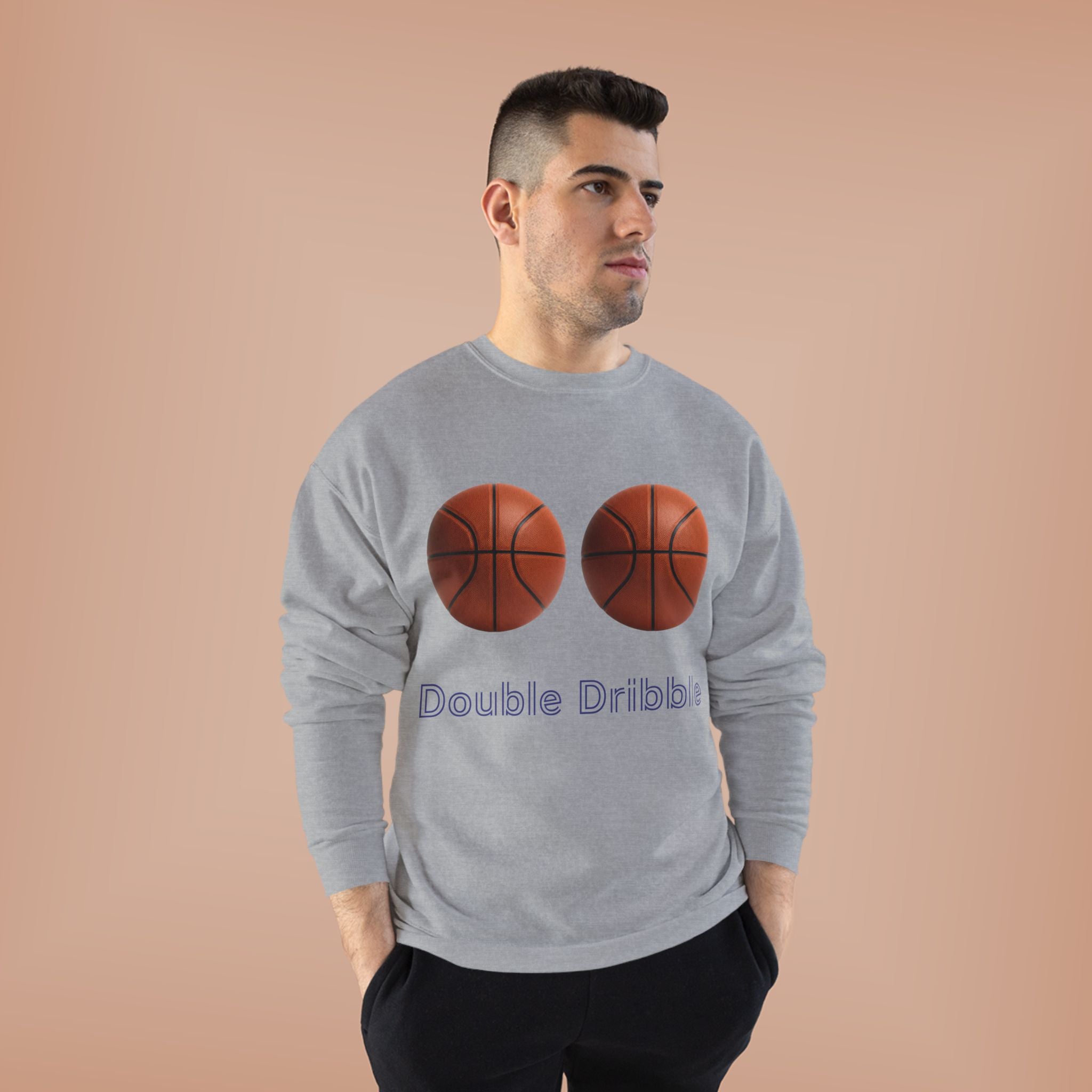 Crewneck Sweatshirt — "Double Dribble" Basketball Graphic