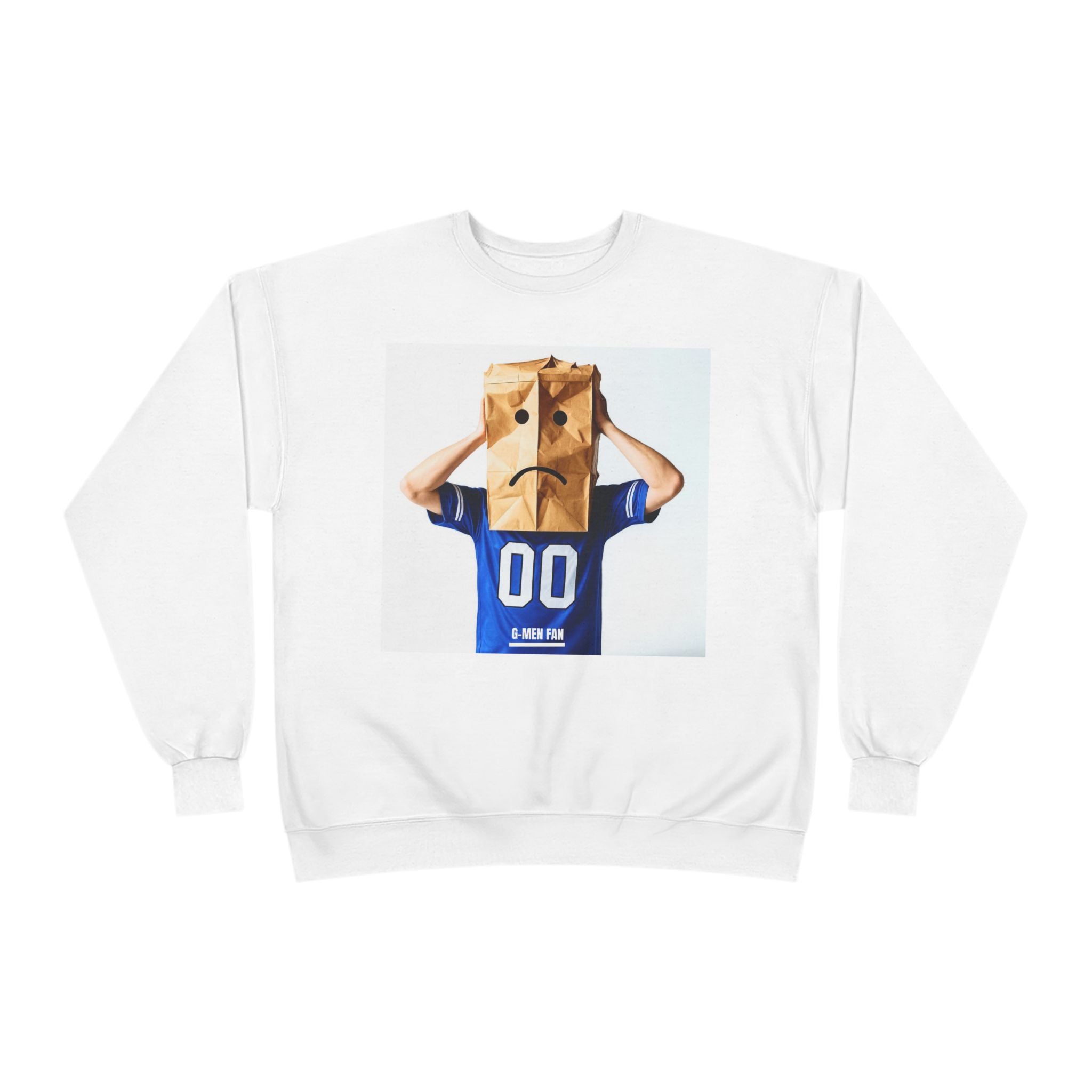 Paper Bag Head Crewneck Sweatshirt — Playful Sadness Graphic Sweater