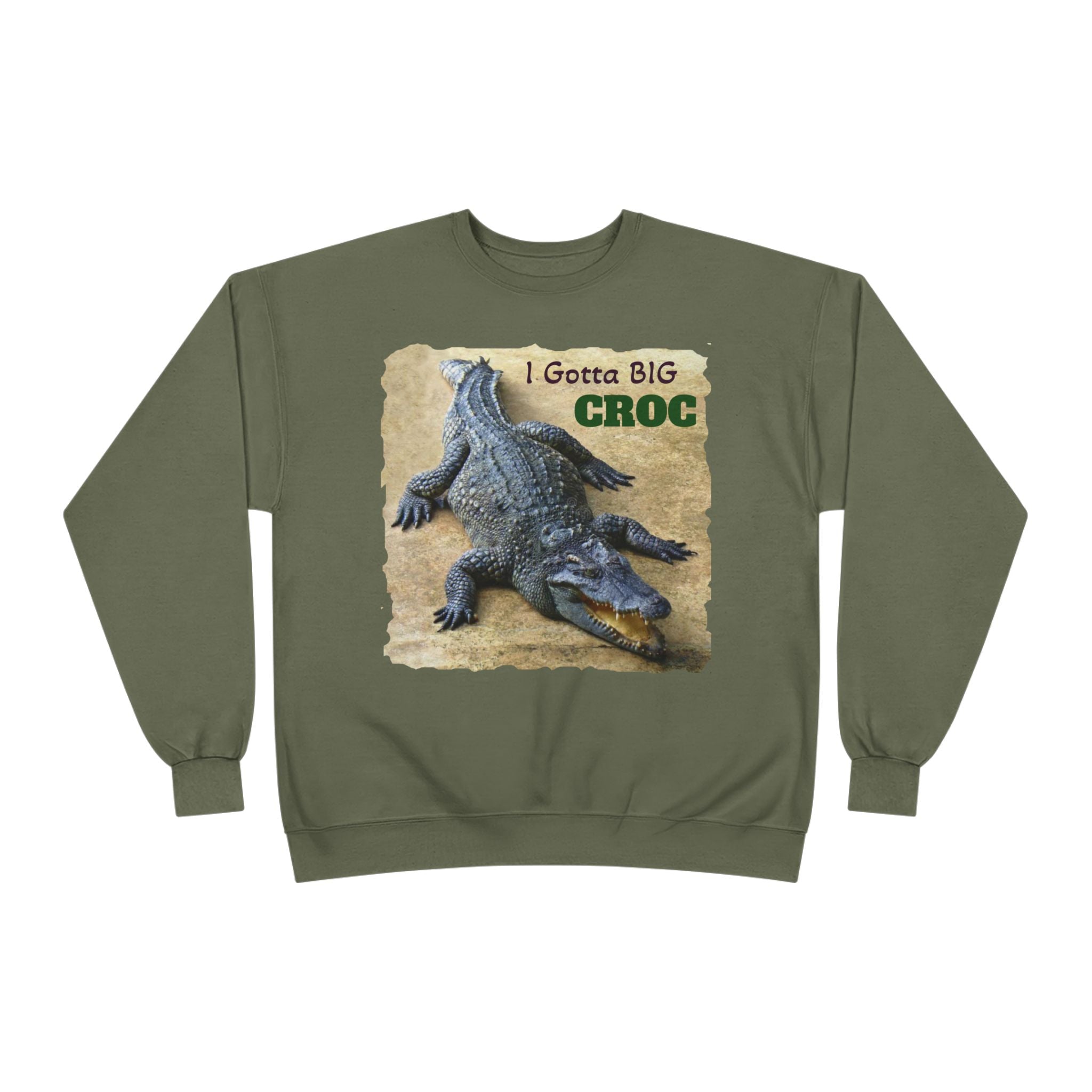 Crocodile Graphic Sweatshirt — "I Gotta Big Croc" Vintage Wildlife Crewneck