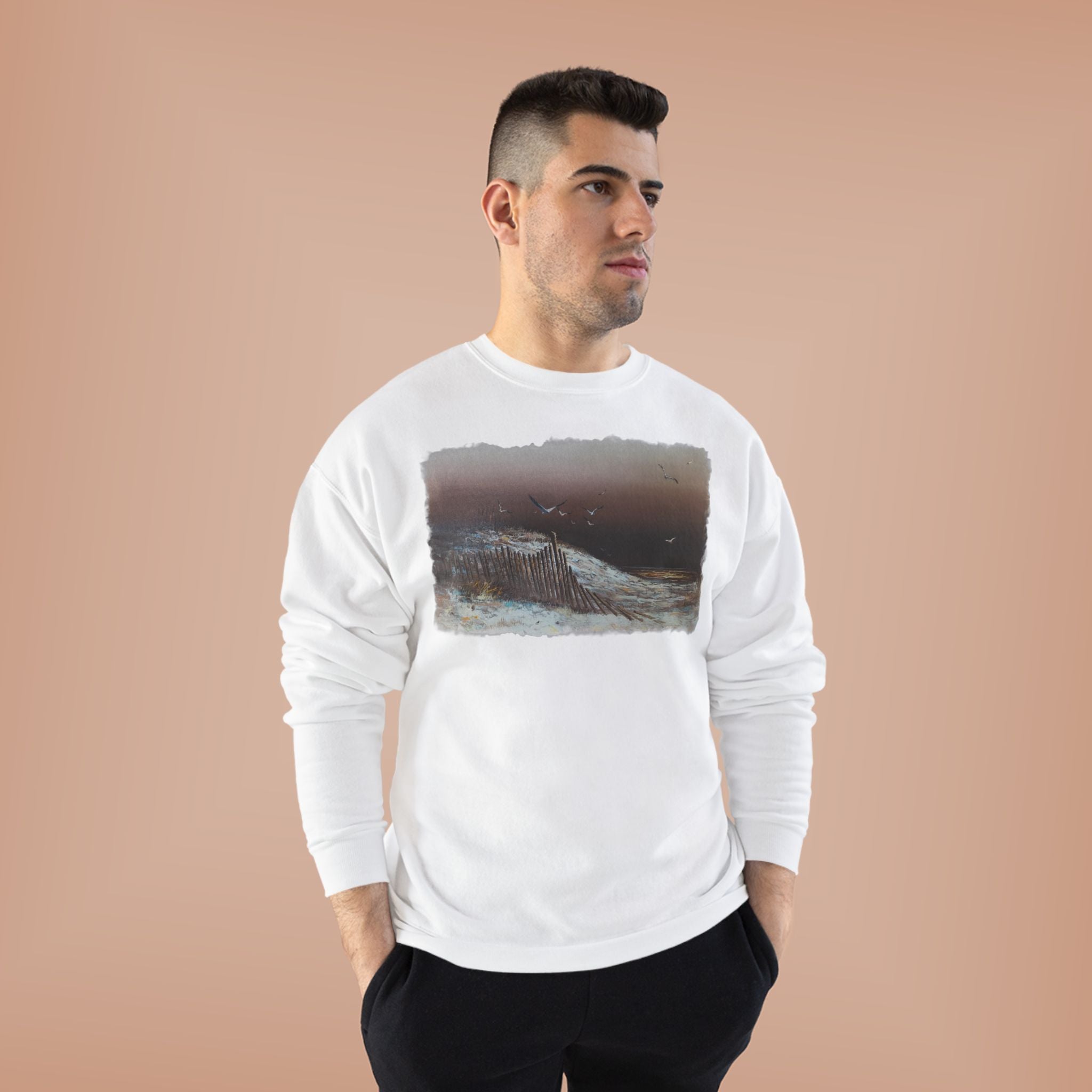 Whale Horizon Crewneck Sweatshirt — Vintage Ocean Graphic