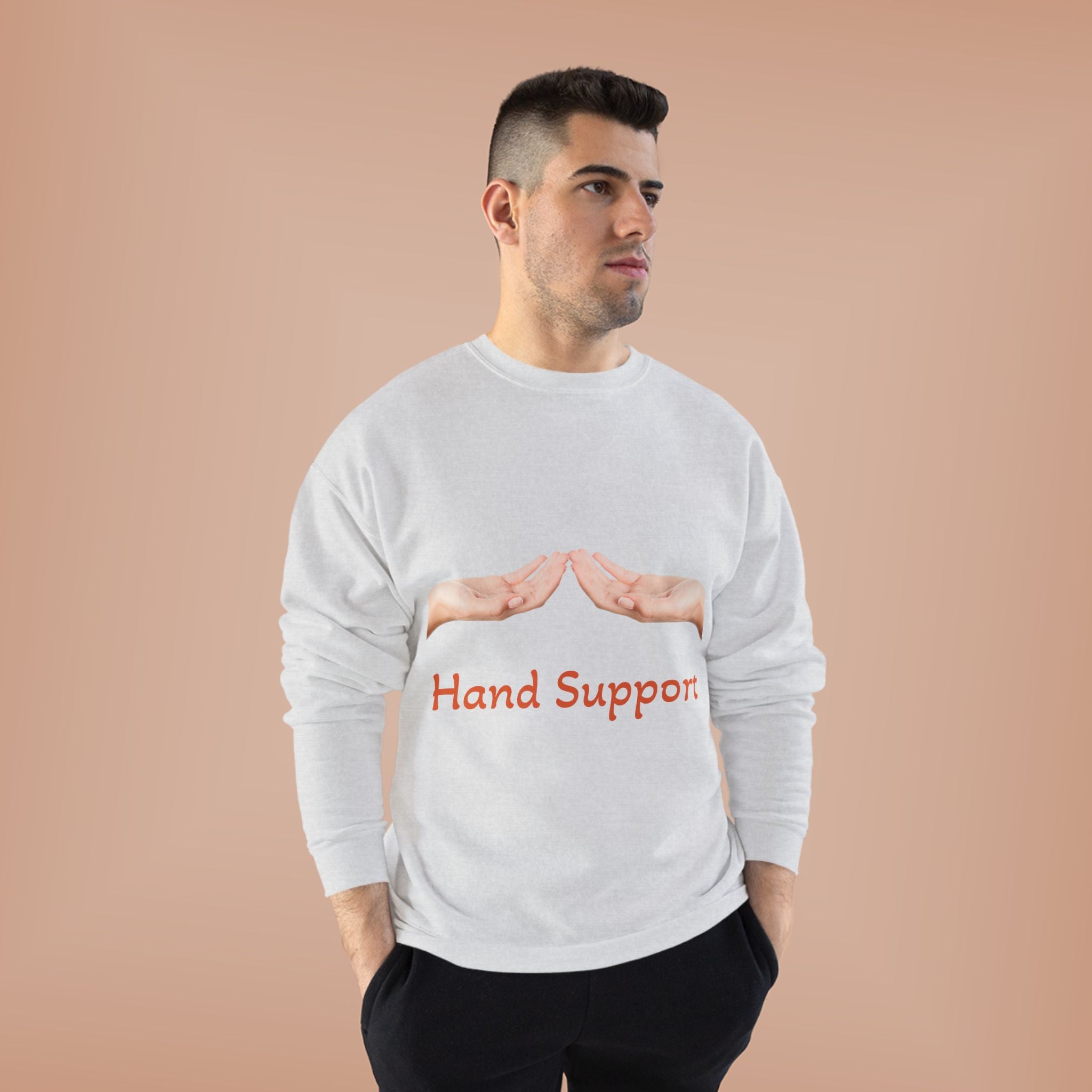 Hand Support Crewneck Sweatshirt — Comfort & Care Graphic