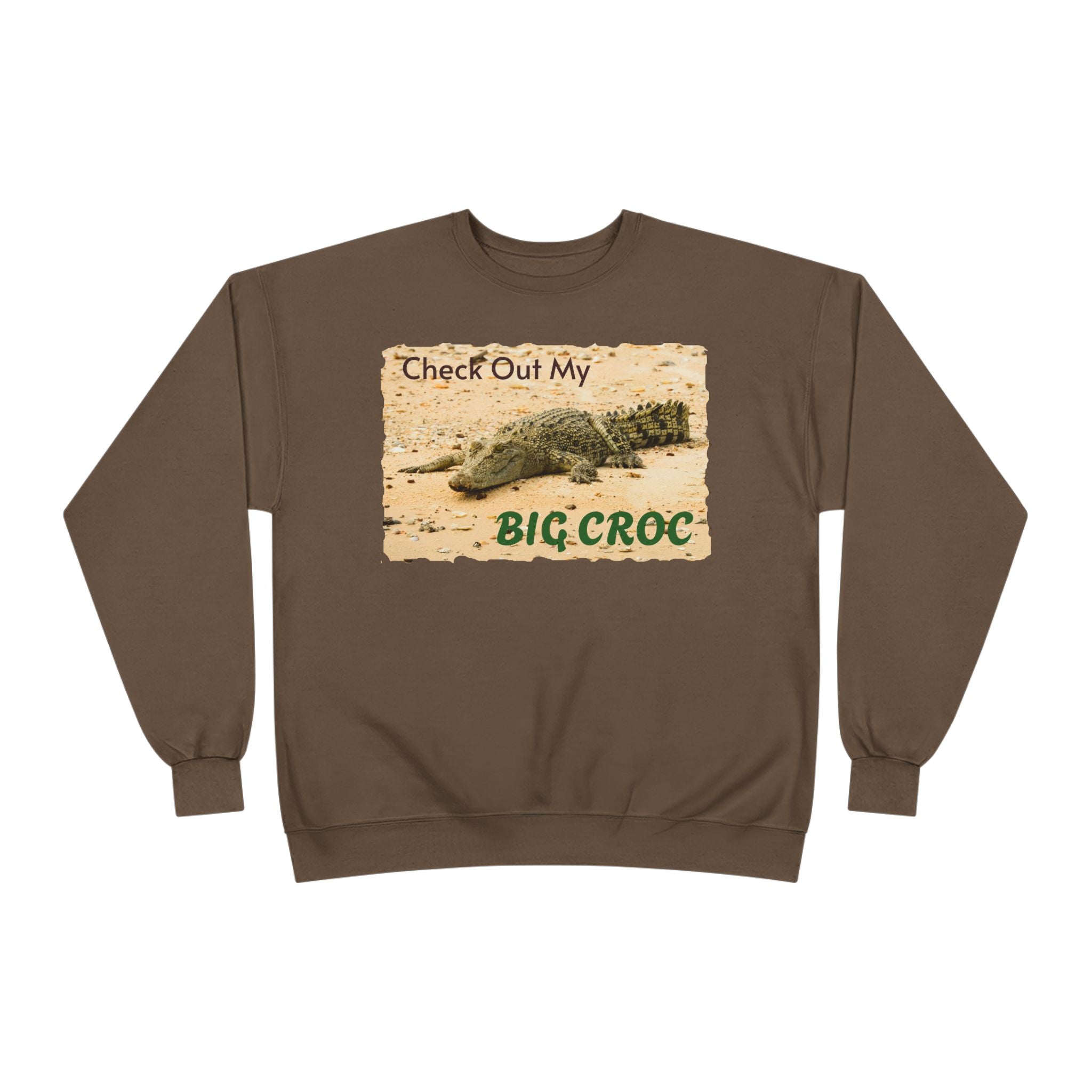 Crocodile Graphic Sweatshirt — "Check Out My Big Croc" Vintage Beach Vibe