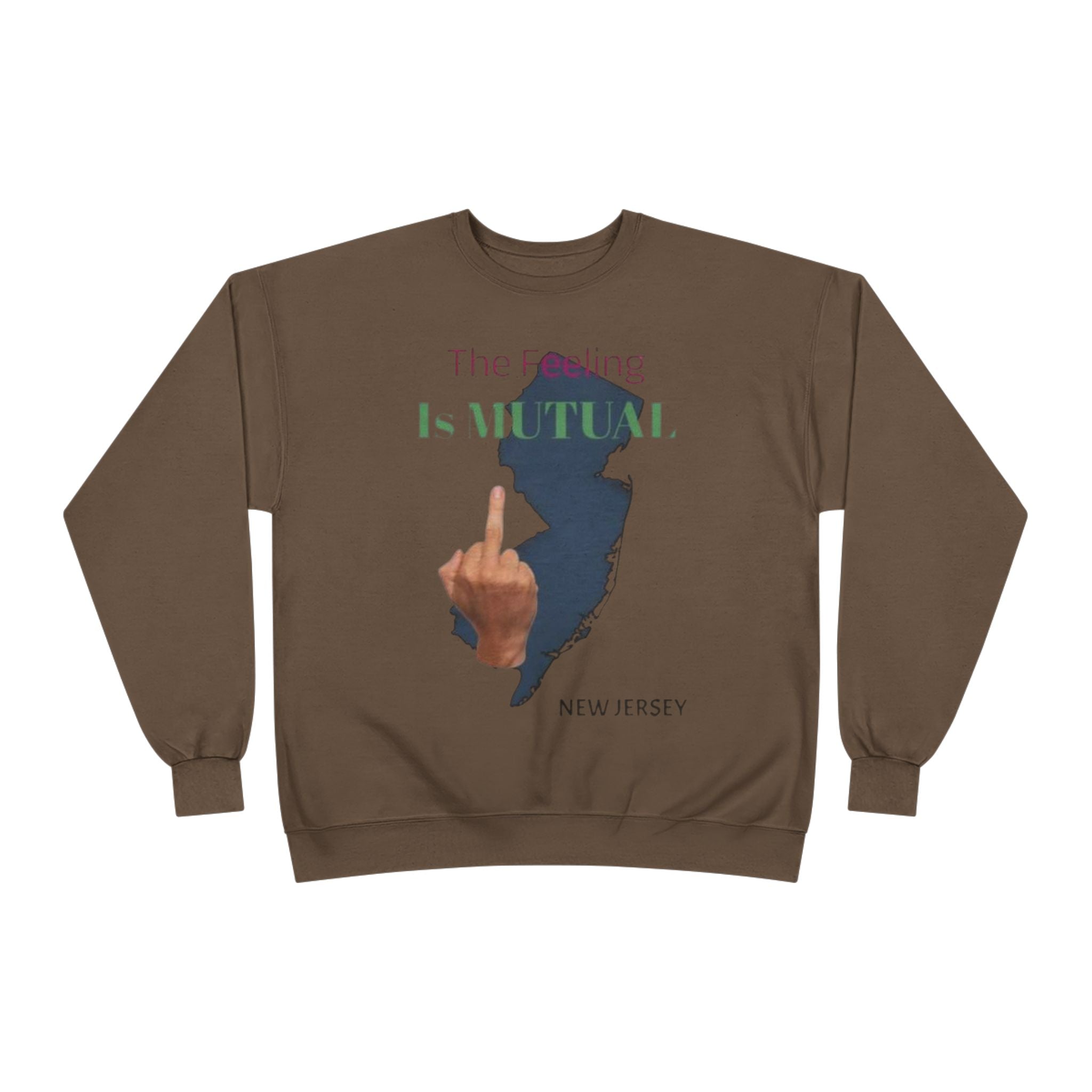 Crewneck Sweatshirt "The Driving Is Mutual — New Jersey" (Middle Finger Silhouette)