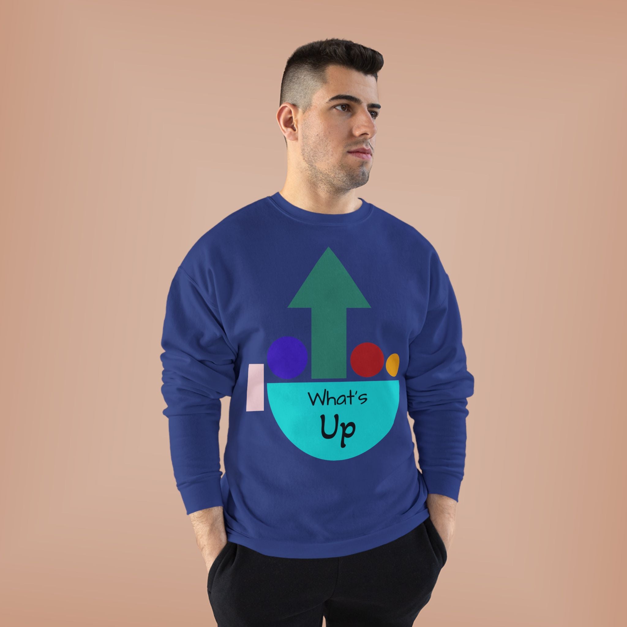 What's Up Arrow Crewneck Sweatshirt — Playful Graphic Pullover