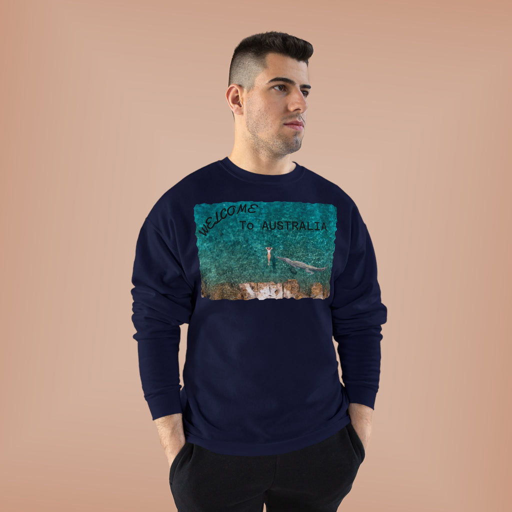 Welcome To Australia Crewneck Sweatshirt — Beach Aerial Photo Travel Sweater